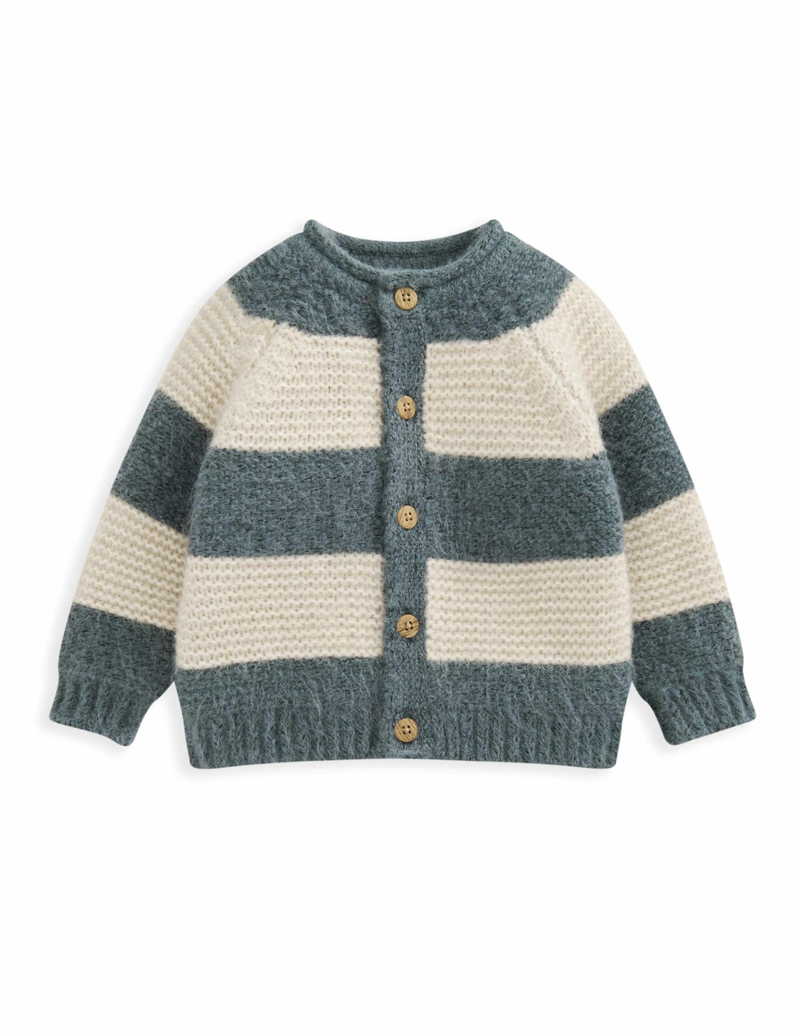 Striped Long Sleeve Knit Cardigan 2 of 4
