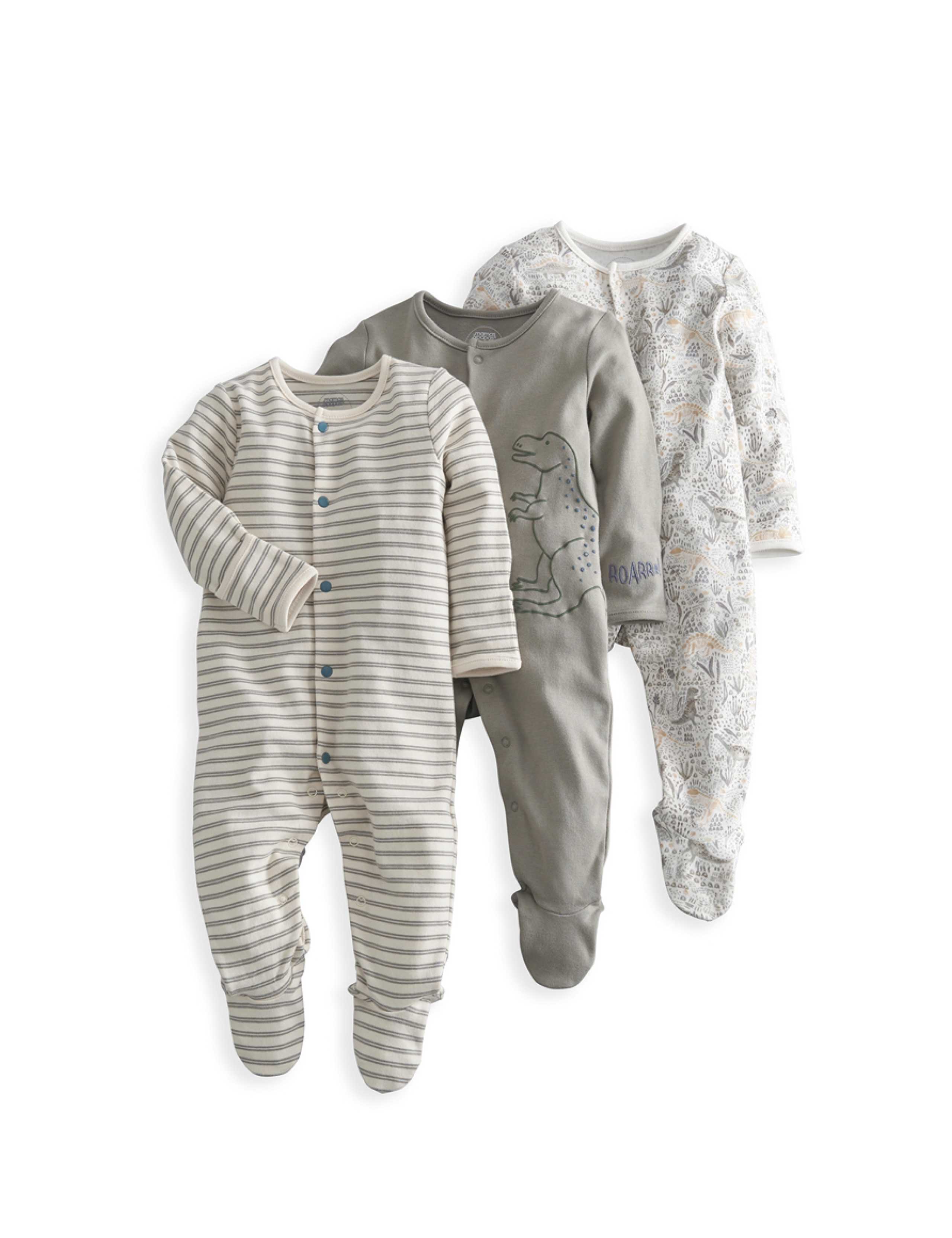 3 Pack Pure Cotton Patterned Sleepsuits (0-24 Mths) 2 of 4