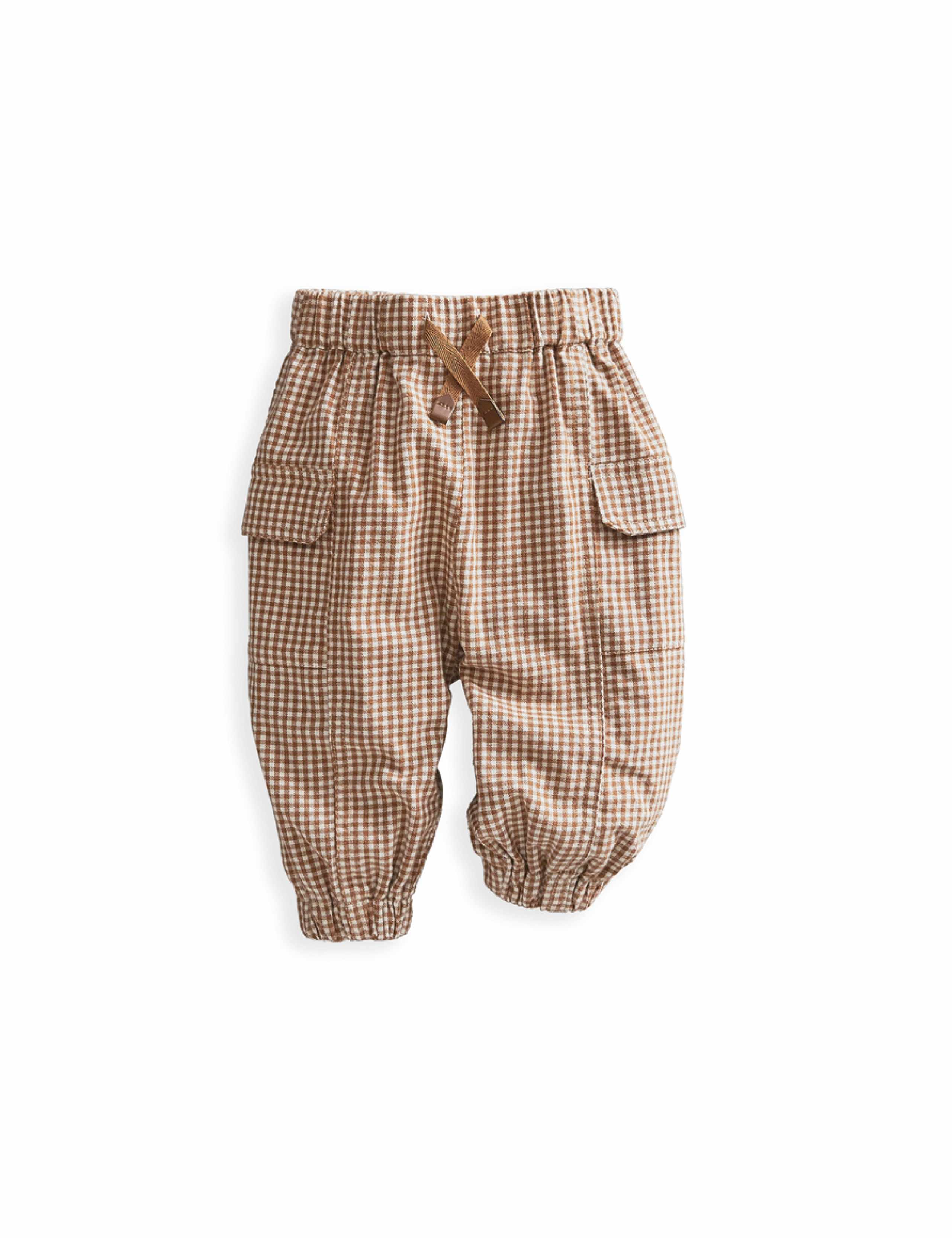 Pure Cotton Gingham Cargo Joggers (0-3 Yrs) 2 of 4