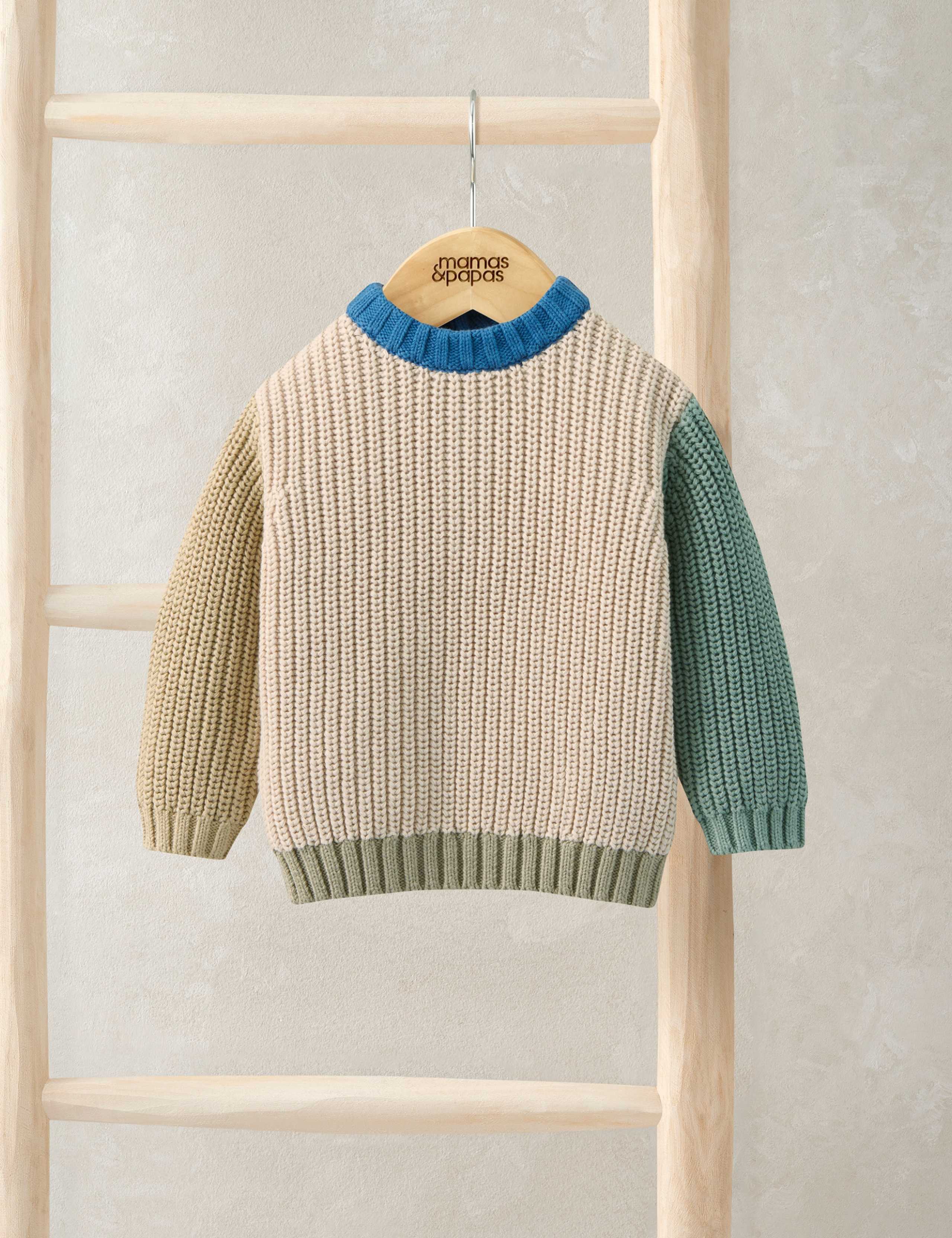 Pure Cotton Colour Block Knitted Jumper (0-36 Mths) 1 of 4