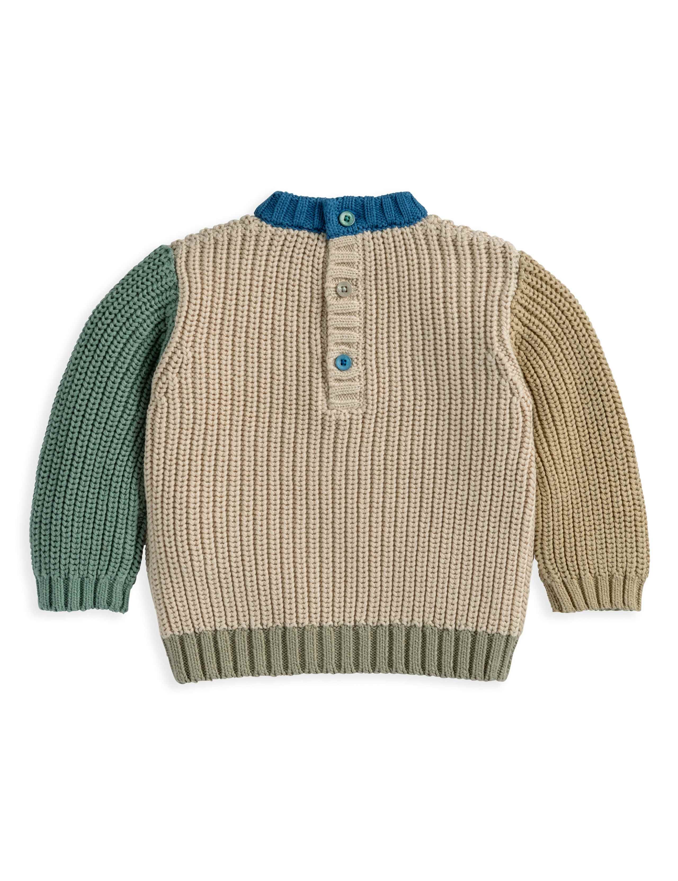 Pure Cotton Colour Block Knitted Jumper (0-36 Mths) 4 of 4