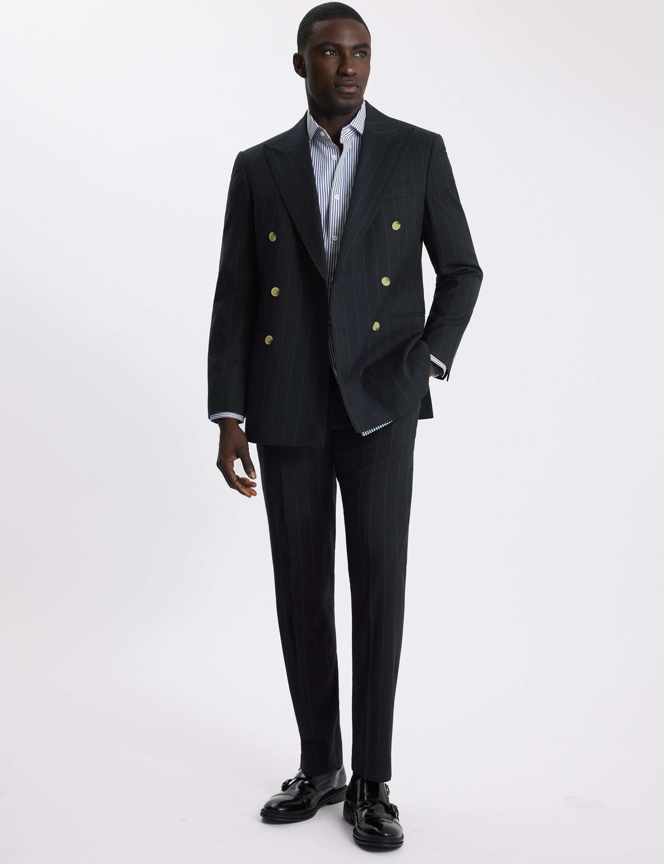 Tailored Fit Pinstripe Suit Jacket 2 of 3