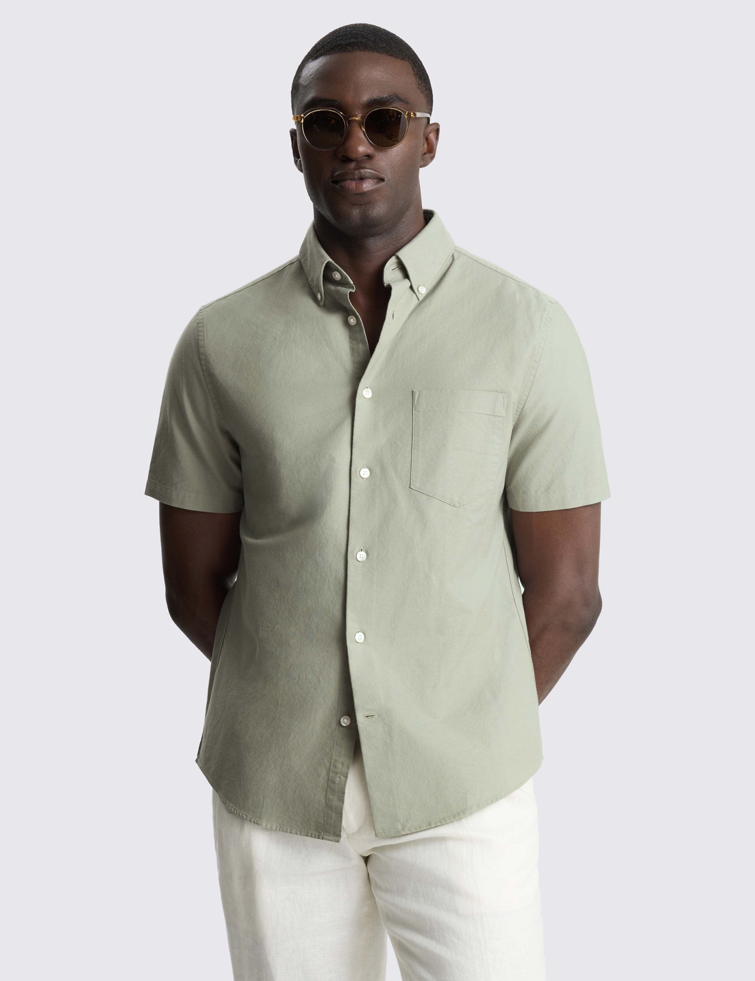 Pure Cotton Short Sleeve Oxford Shirt 1 of 3