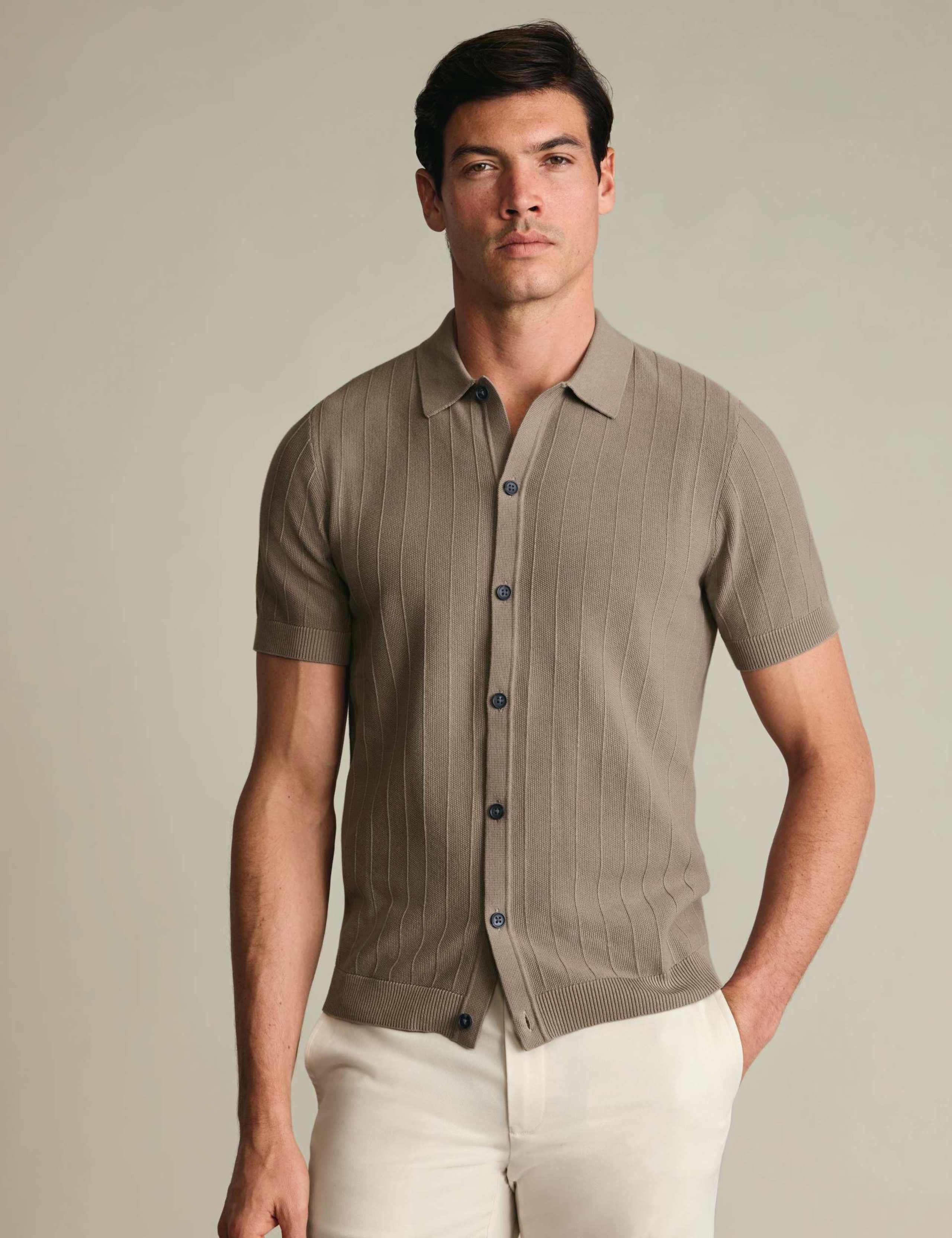 Pure Cotton Textured Knitted Polo Shirt 2 of 7