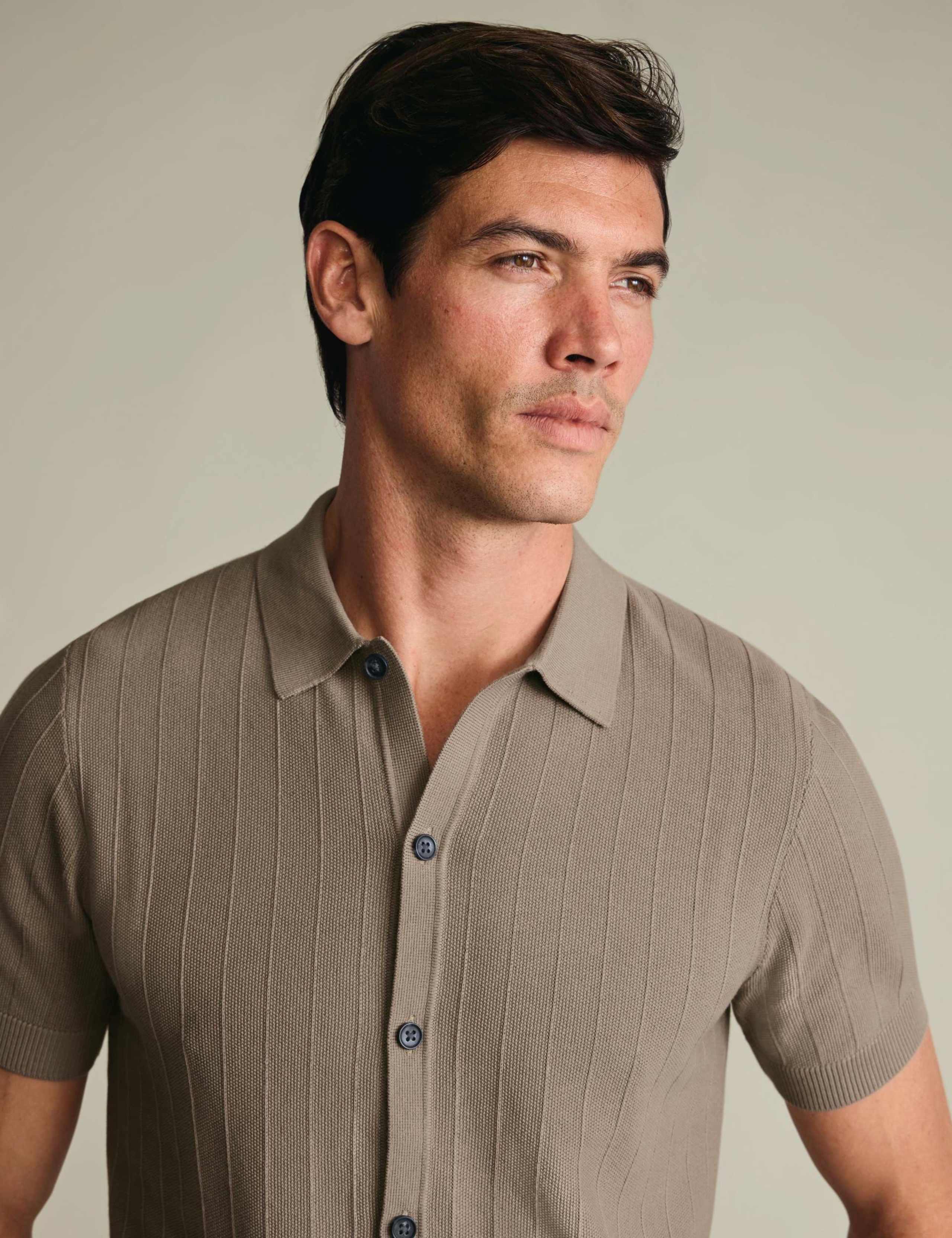 Pure Cotton Textured Knitted Polo Shirt 4 of 7