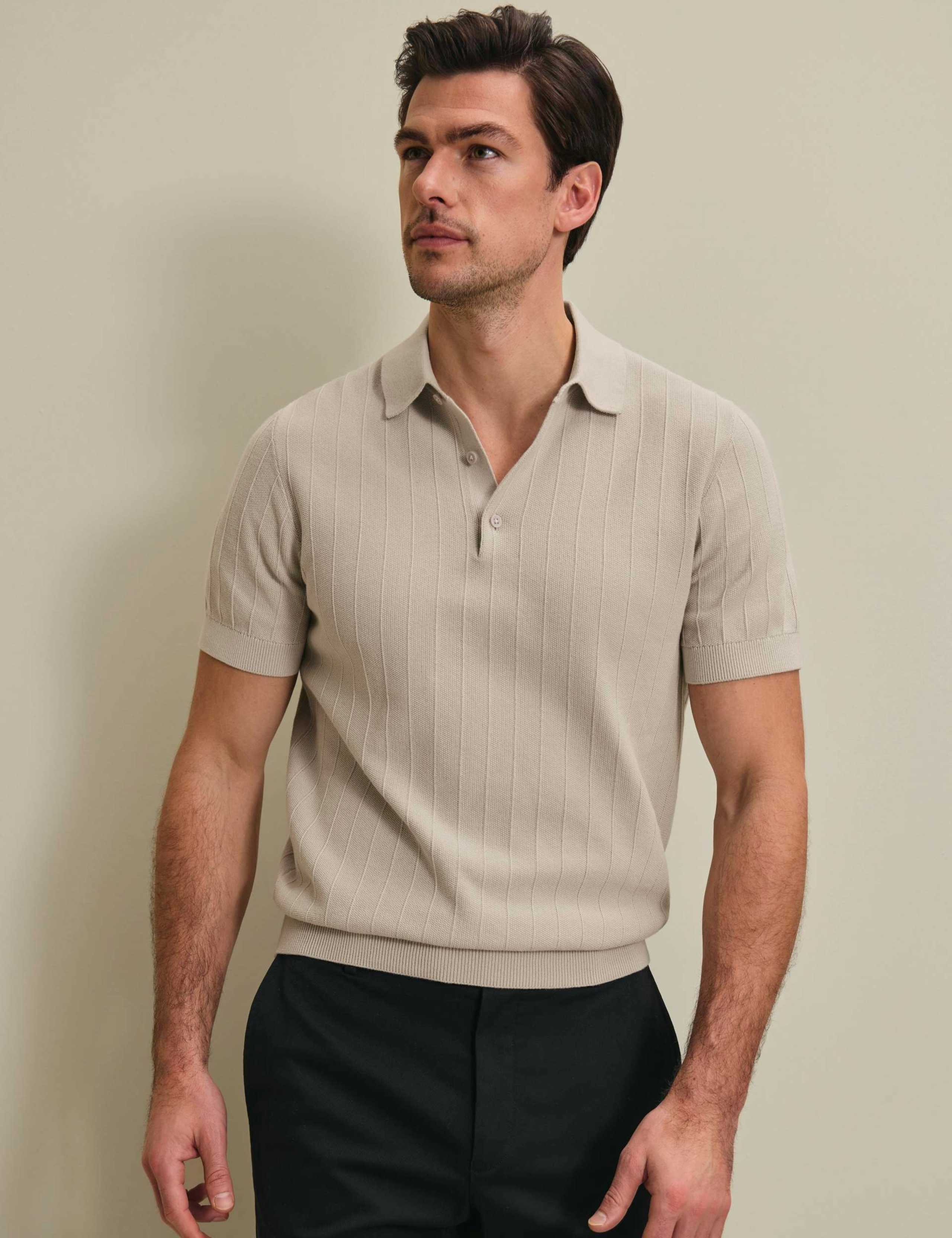 Pure Cotton Textured Knitted Polo Shirt 1 of 7