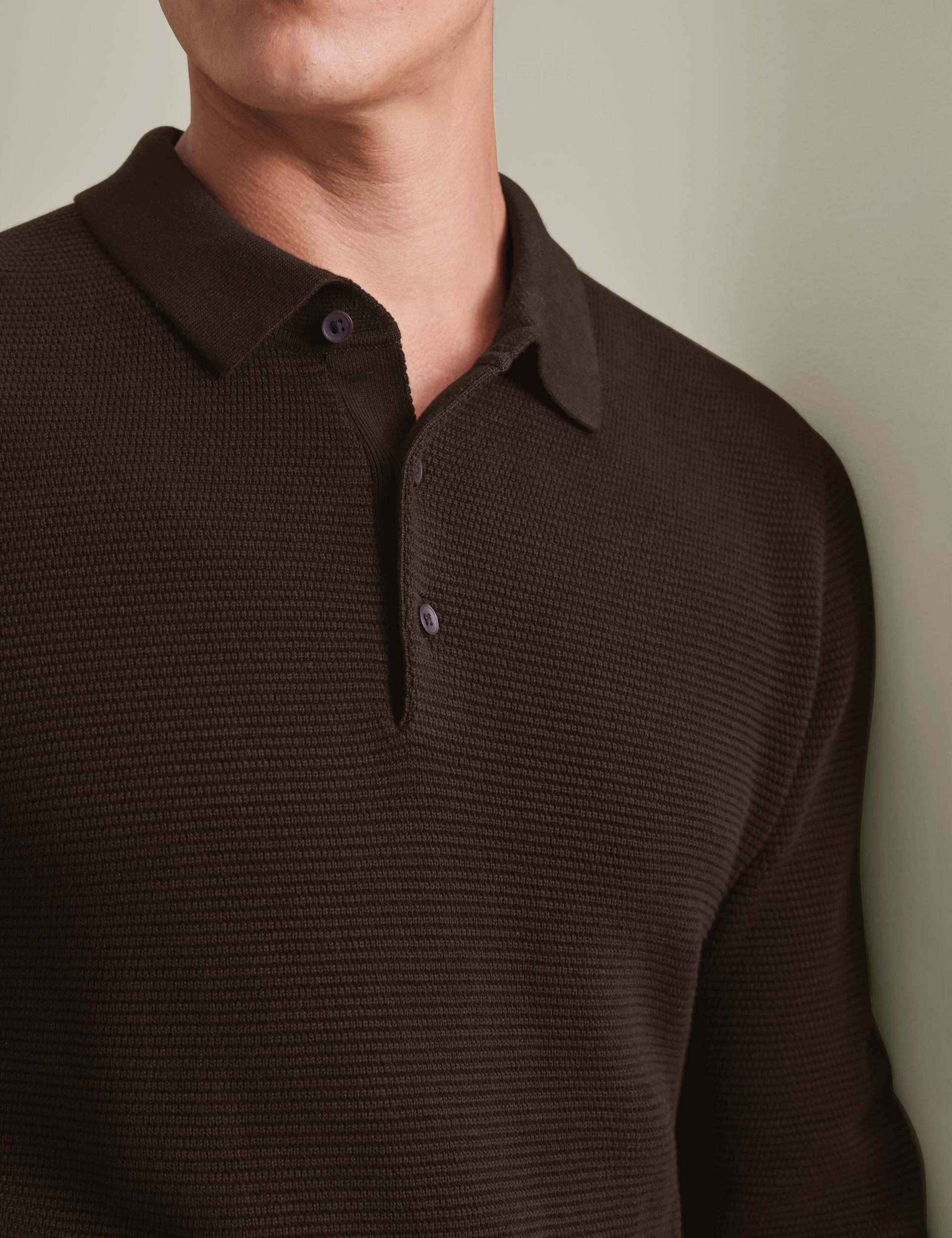 Pure Cotton Textured Knitted Polo Shirt 3 of 6