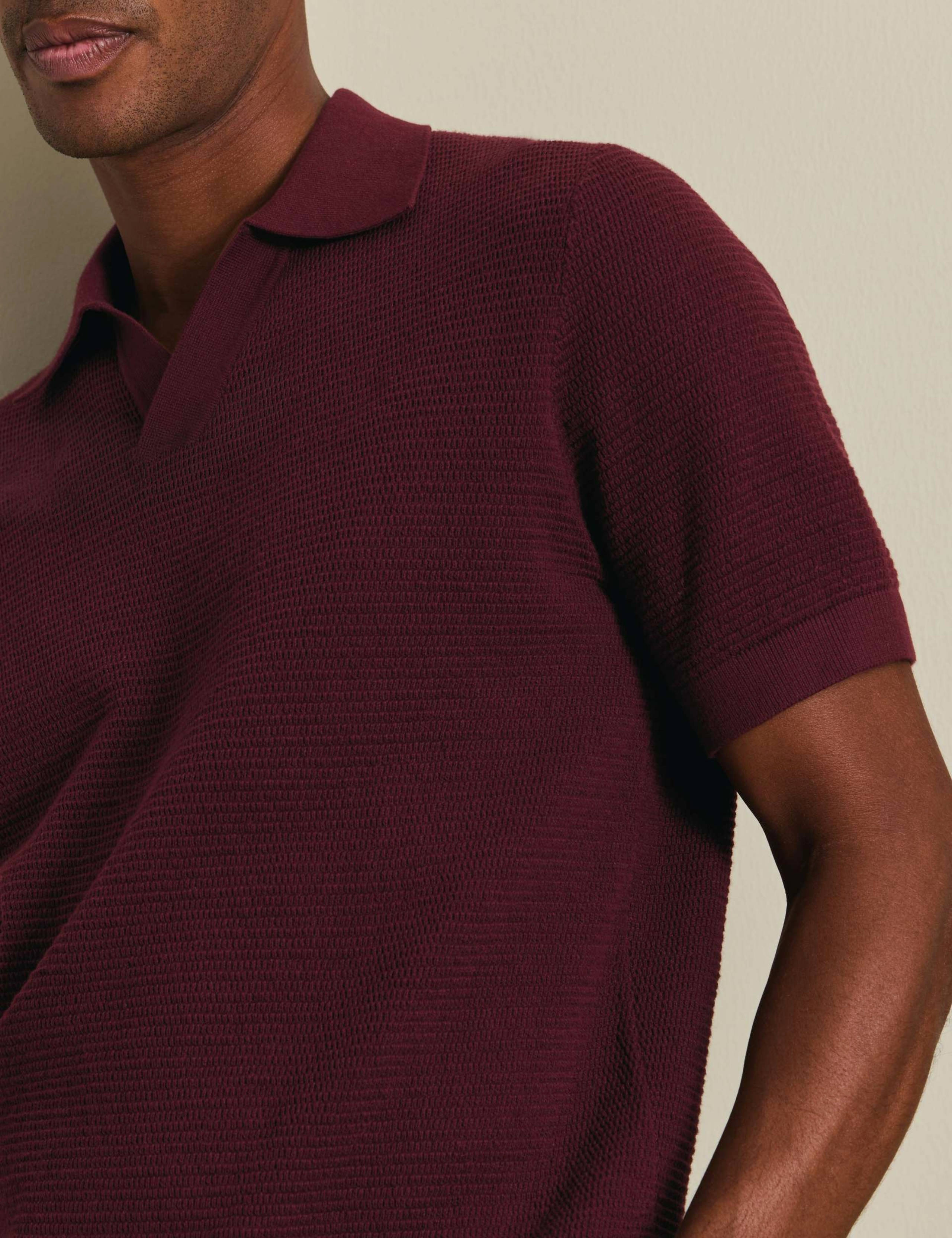 Pure Cotton Textured Knitted Polo Shirt 3 of 6