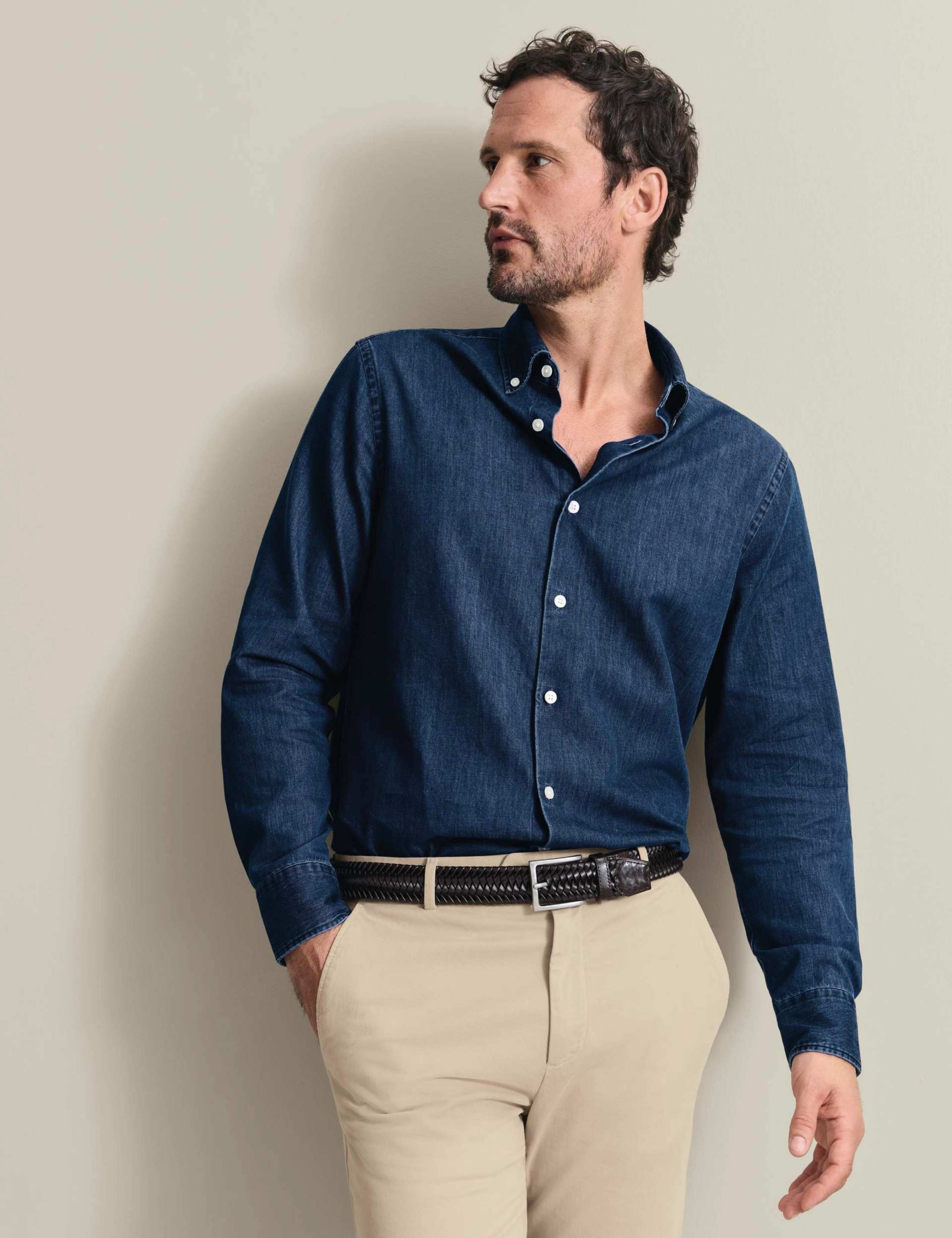 Slim Fit Pure Cotton Denim Shirt 2 of 6