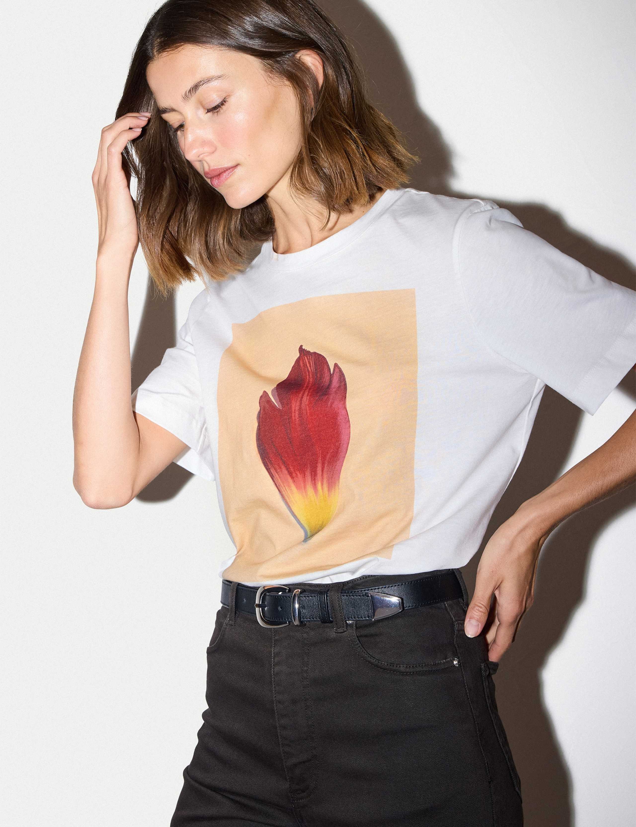 Pure Cotton Printed Round Neck Relaxed T-Shirt 4 of 5