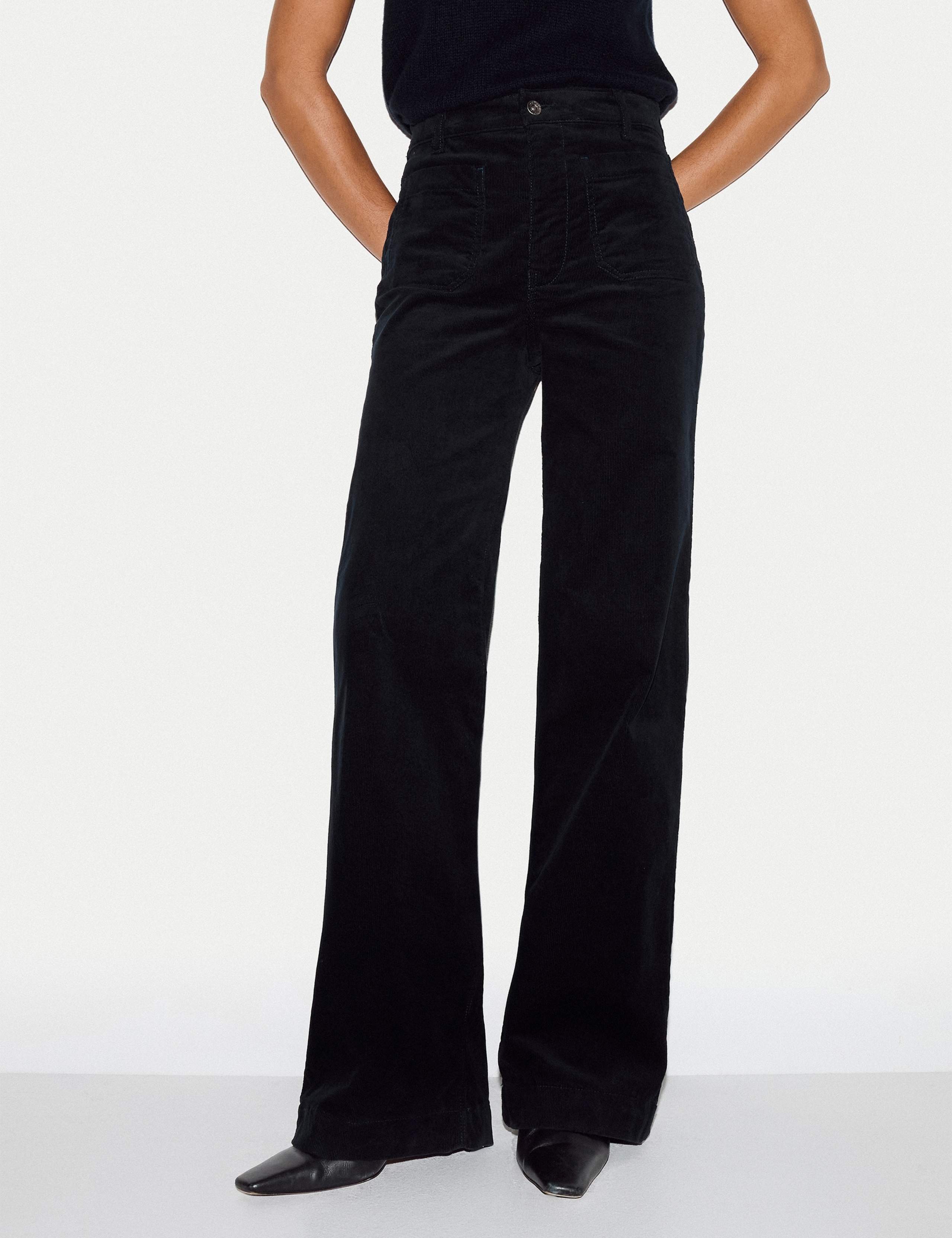 Cotton Rich Cord Textured Wide Leg Trousers 1 of 5