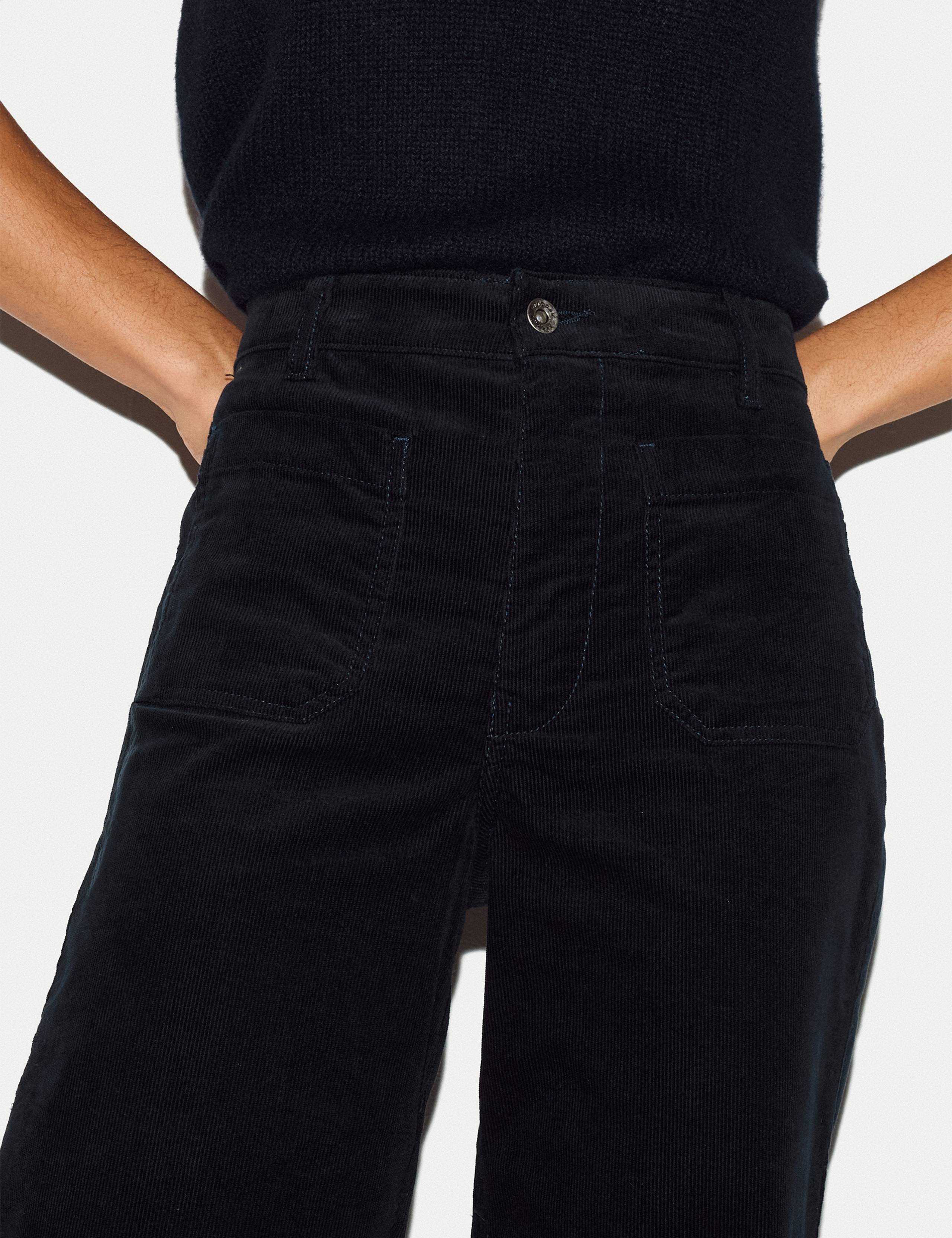 Cotton Rich Cord Textured Wide Leg Trousers 4 of 5