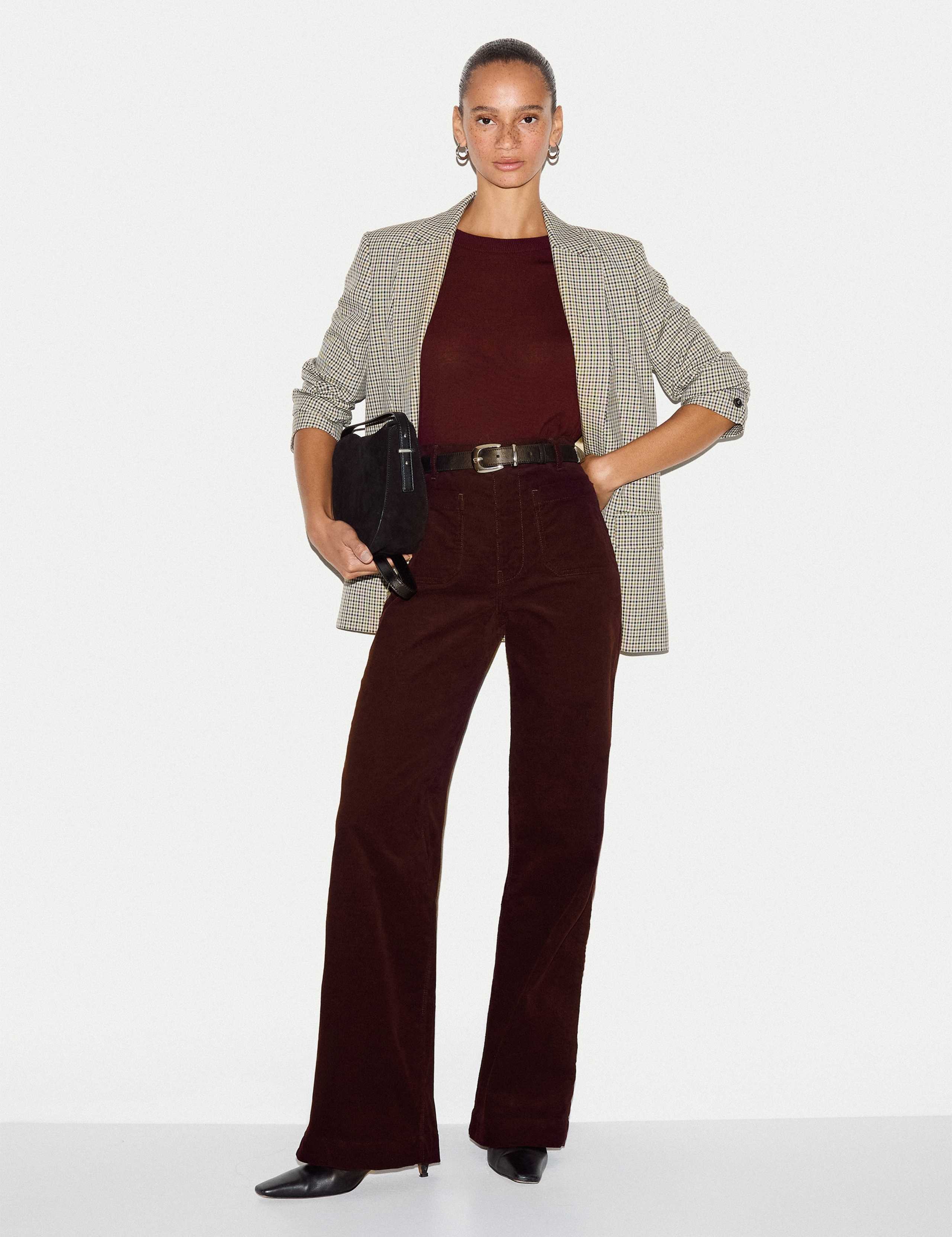 Cotton Rich Cord Textured Wide Leg Trousers 2 of 4