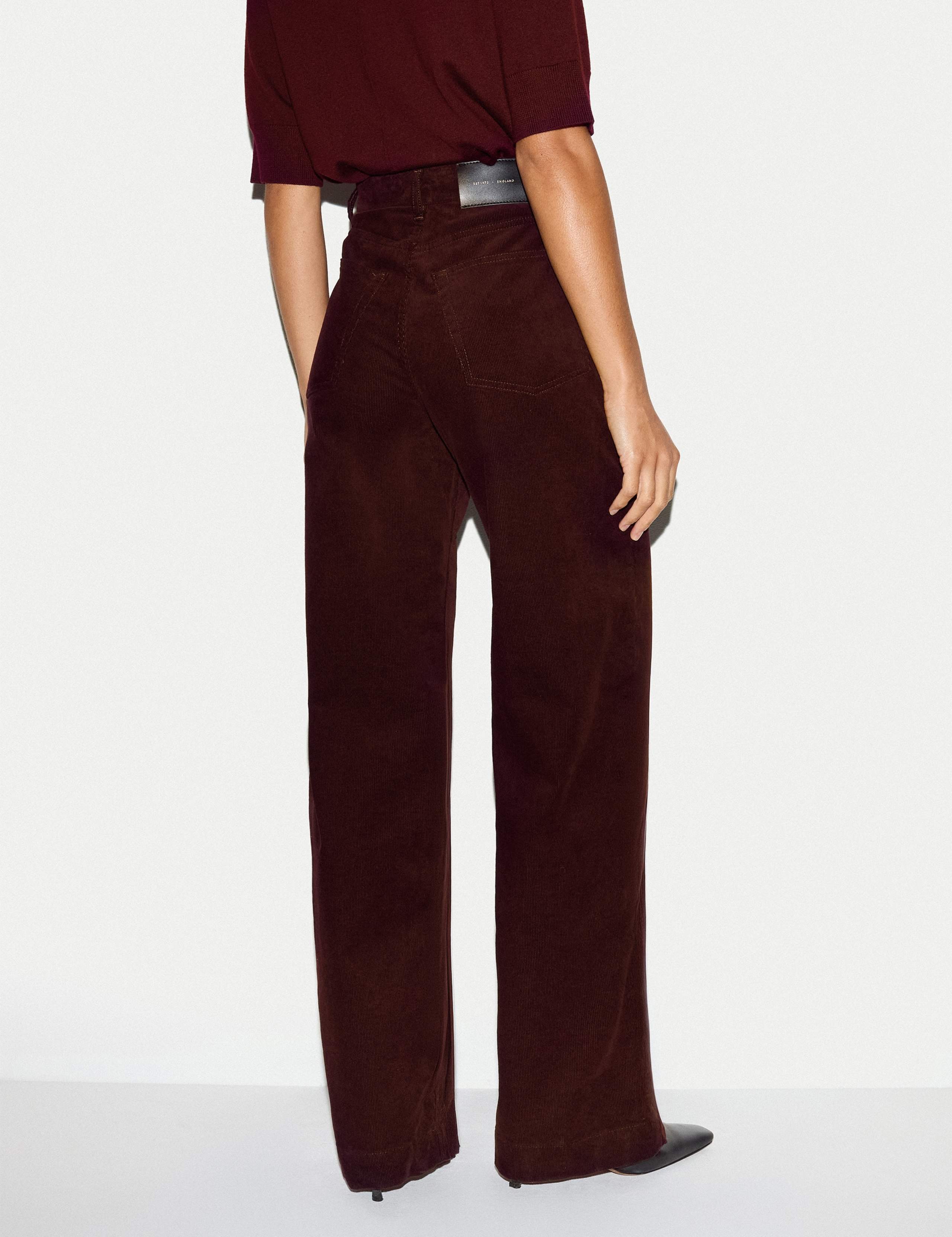 Cotton Rich Cord Textured Wide Leg Trousers 3 of 4
