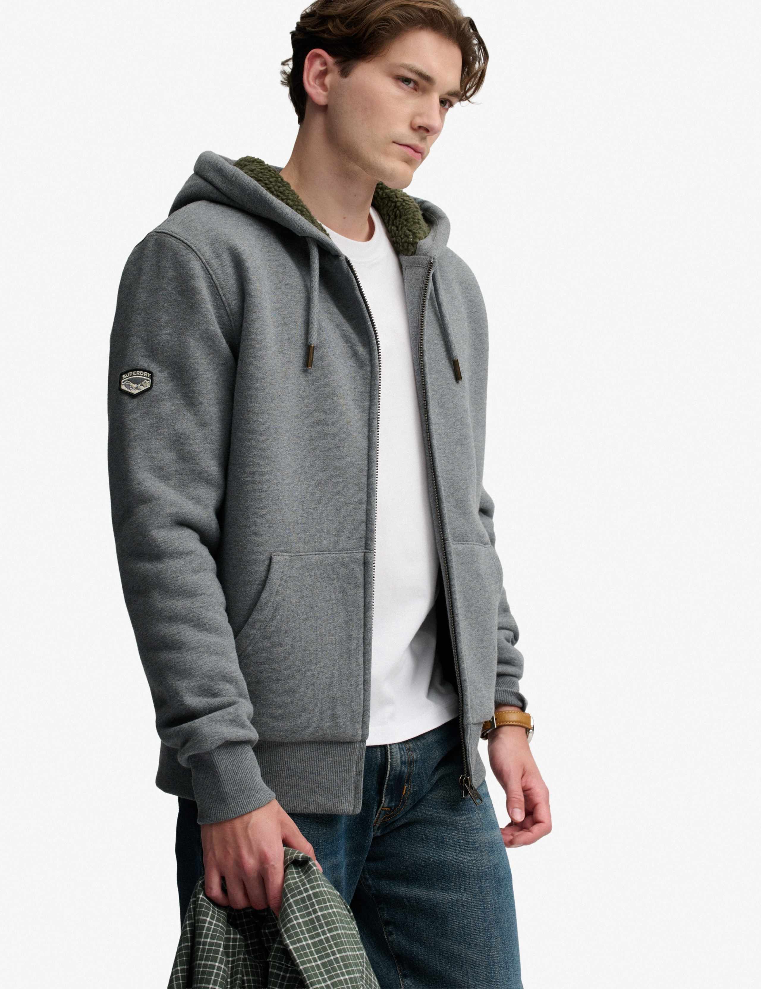 Cotton Rich Borg Lined Zip Up Hoodie 4 of 5