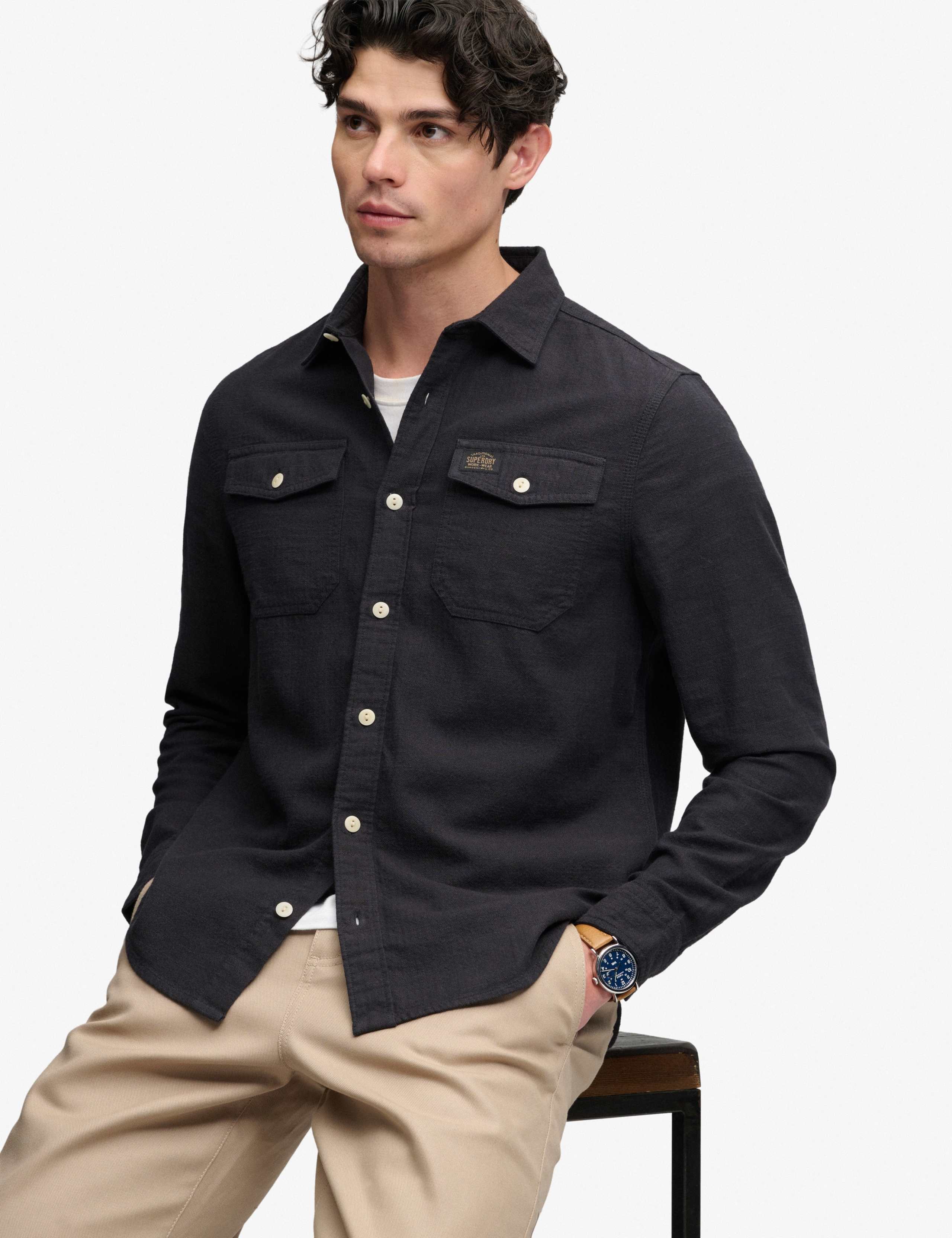 Relaxed Fit Pure Cotton Herringbone Shirt 2 of 5