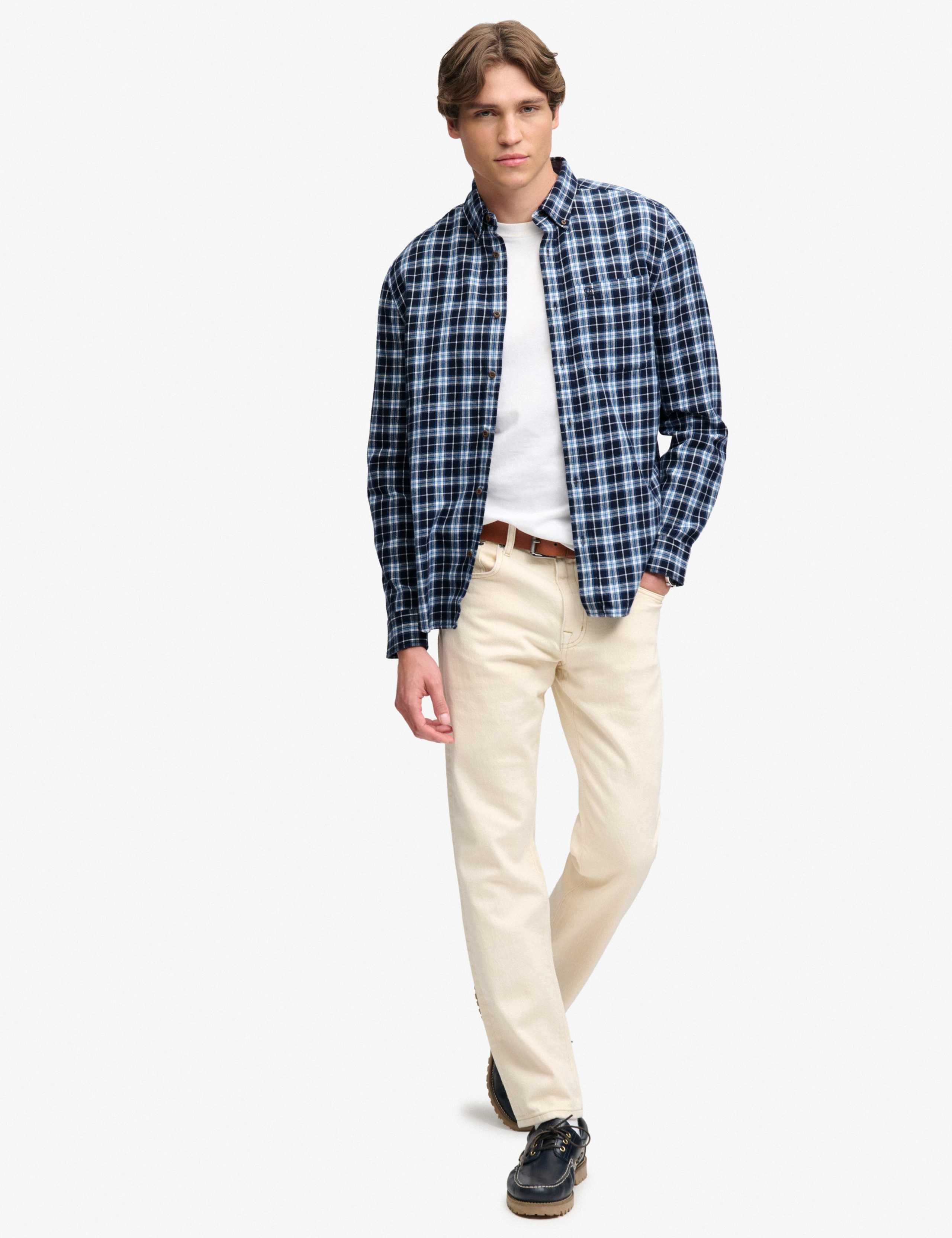 Relaxed Fit Brushed Cotton Checked Shirt 5 of 7