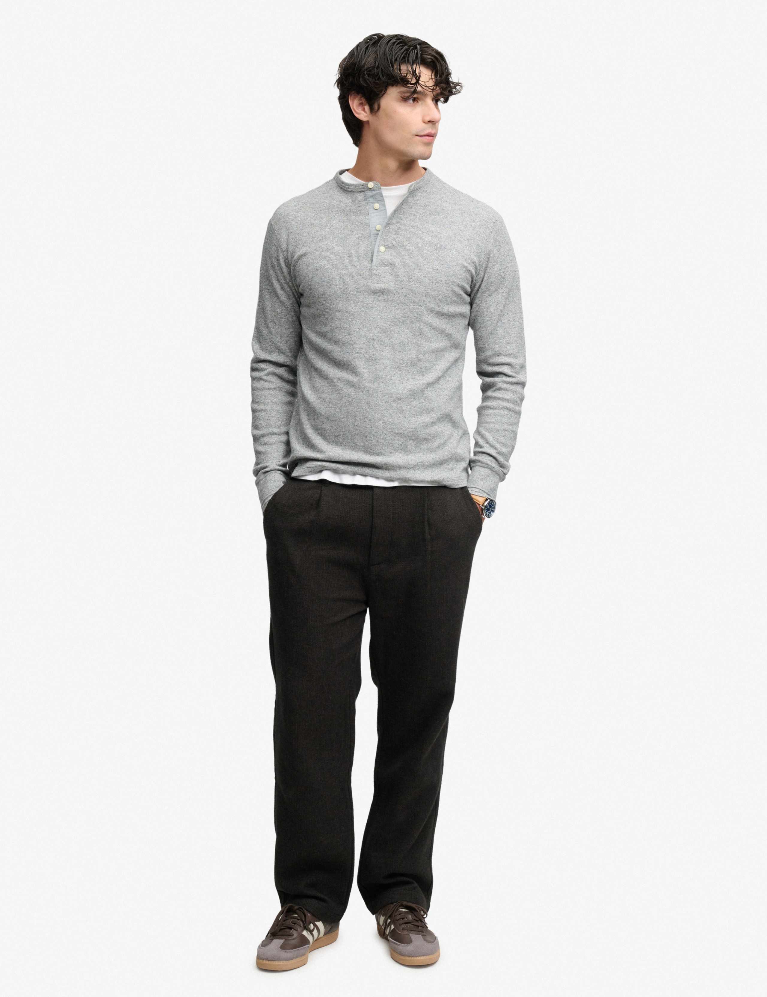 Pure Cotton Waffle Grandad Collar Top 3 of 7