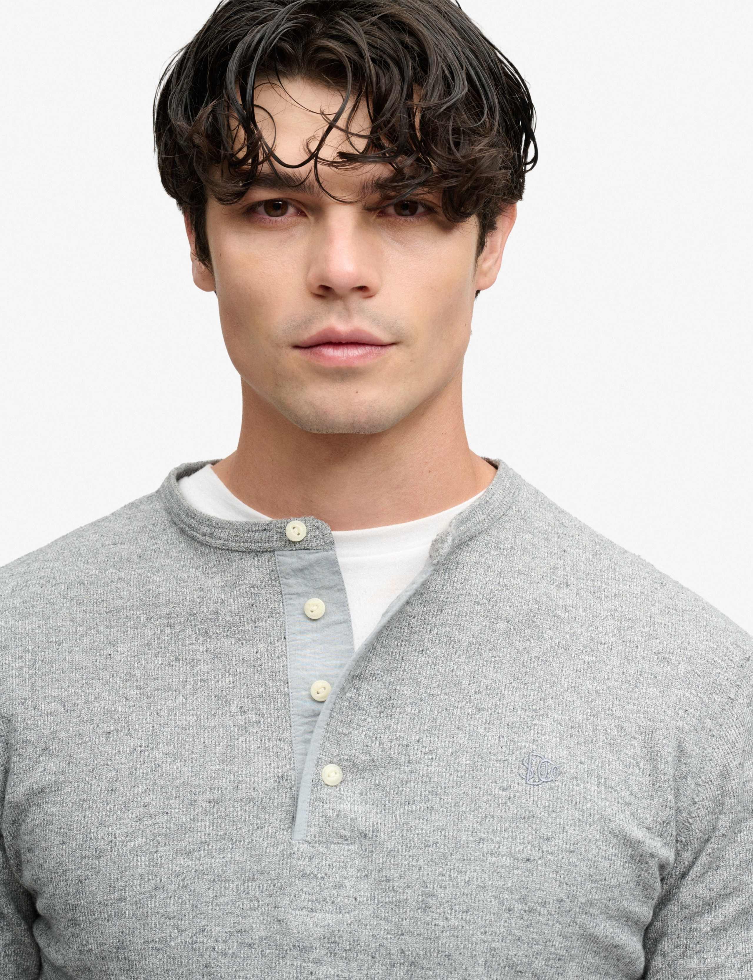 Pure Cotton Waffle Grandad Collar Top 6 of 7