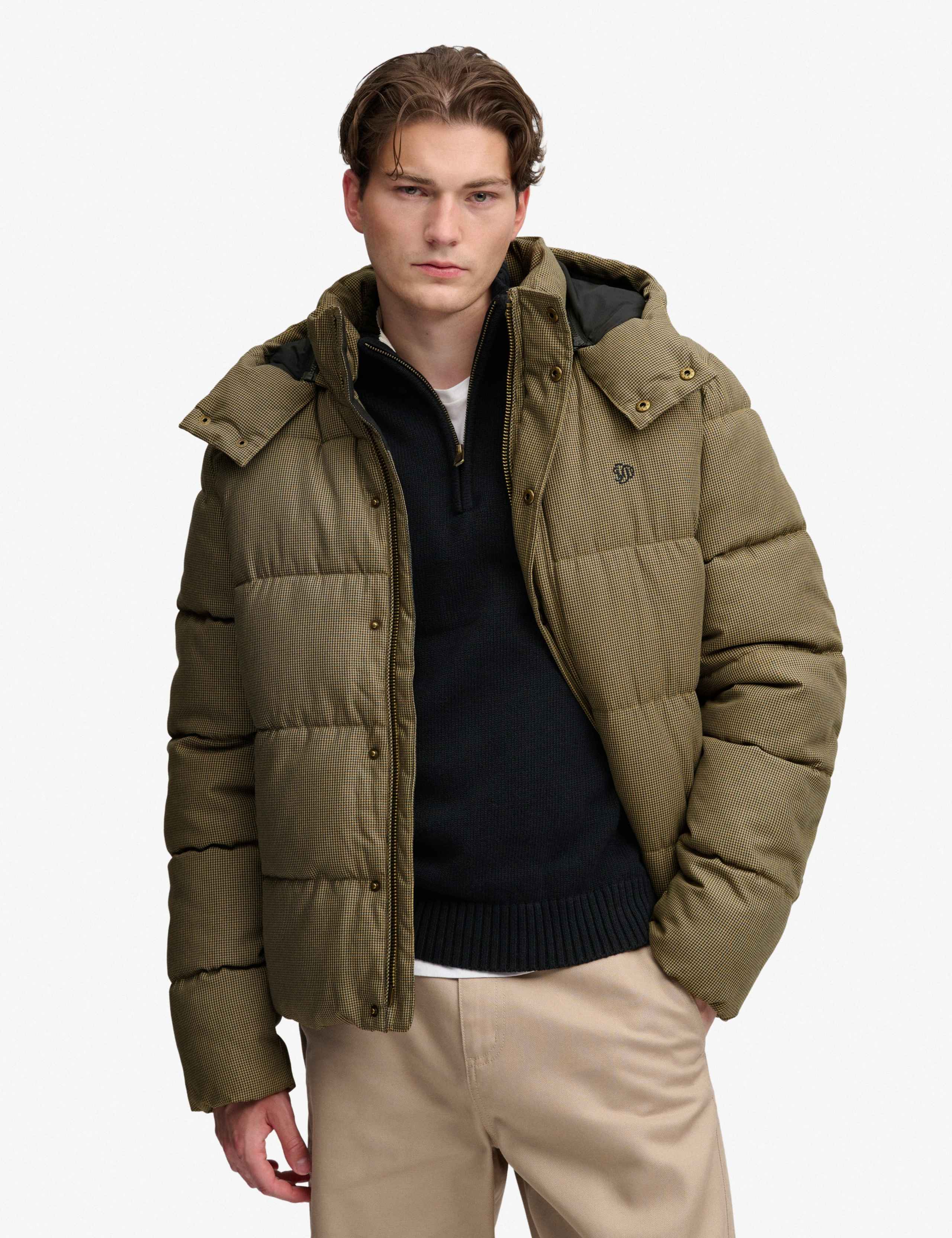 Hooded Checked Puffer Jacket 1 of 8