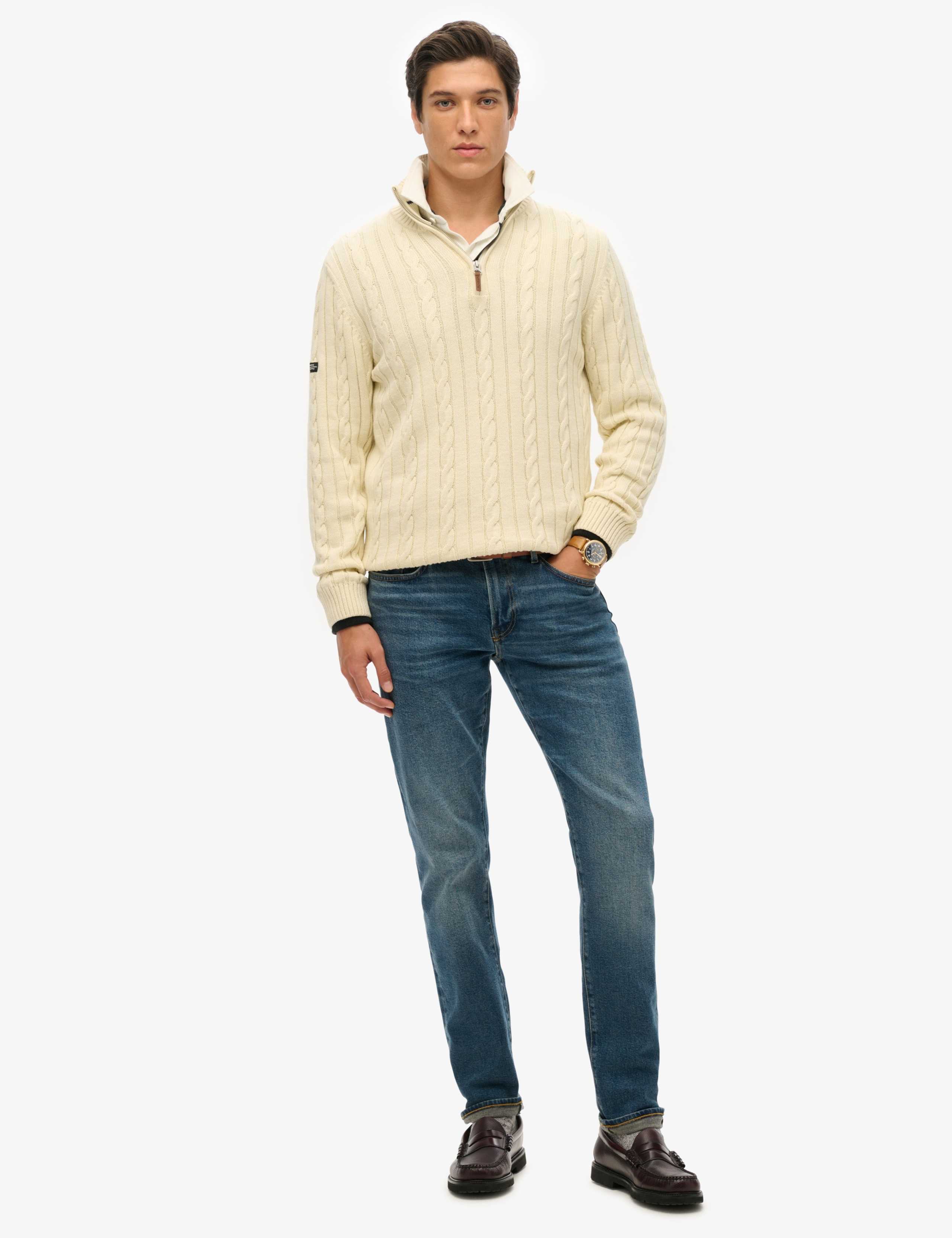 Pure Cotton Cable Knit Half Zip Jumper 3 of 5