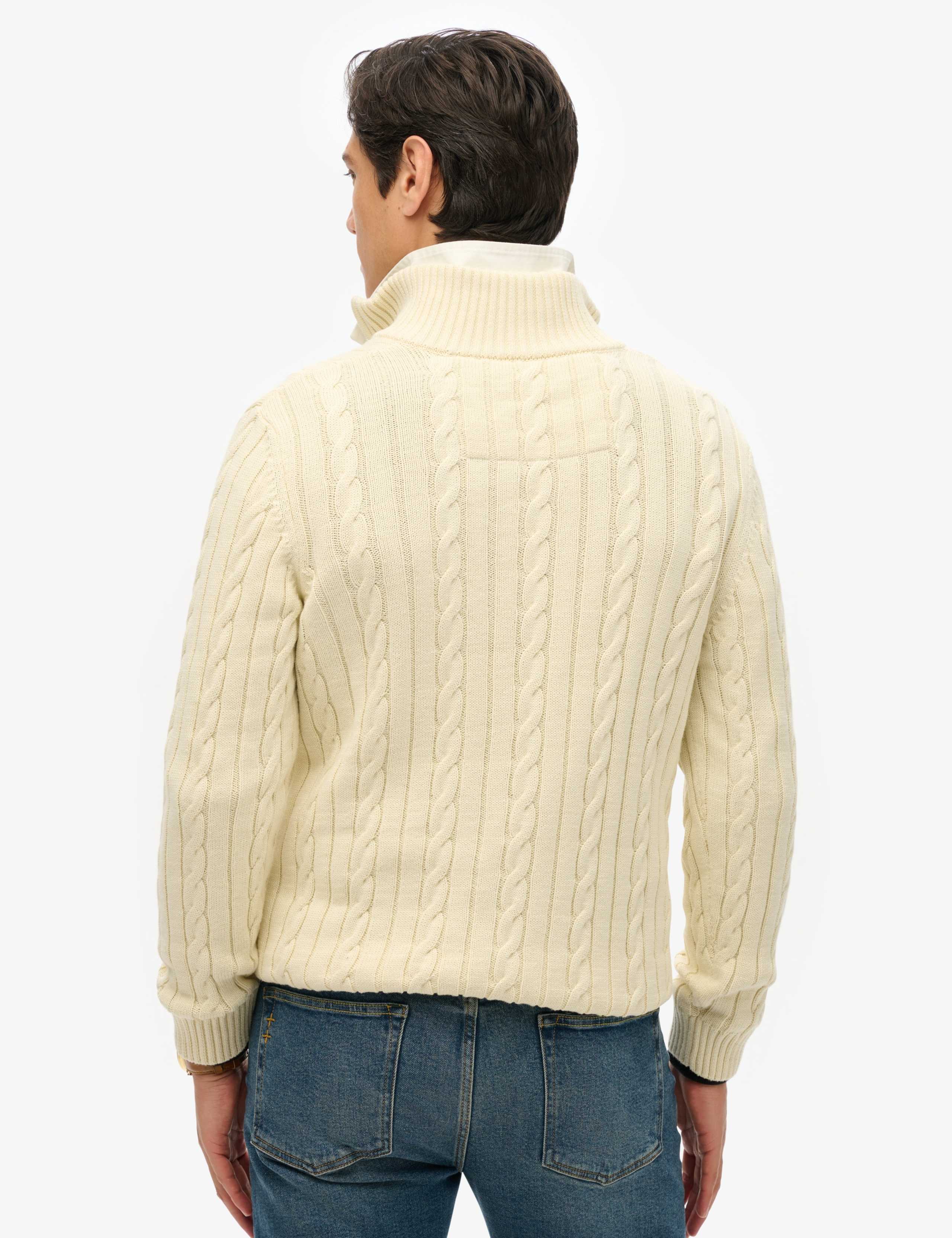 Pure Cotton Cable Knit Half Zip Jumper 4 of 5