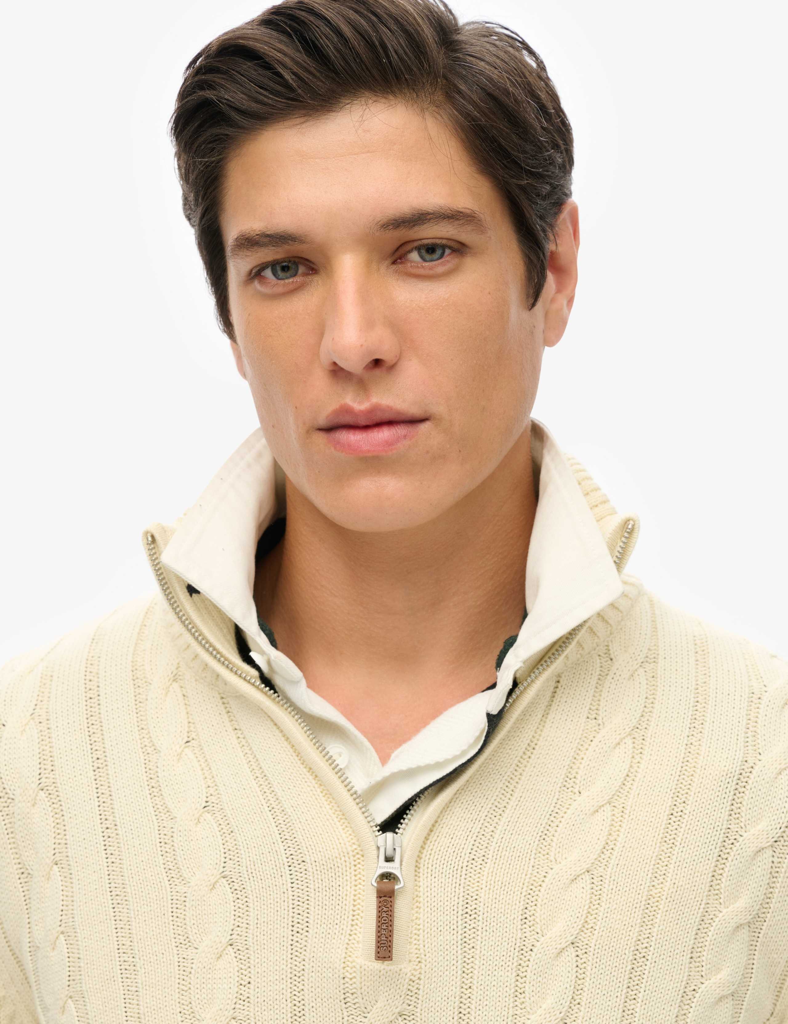 Pure Cotton Cable Knit Half Zip Jumper 5 of 5