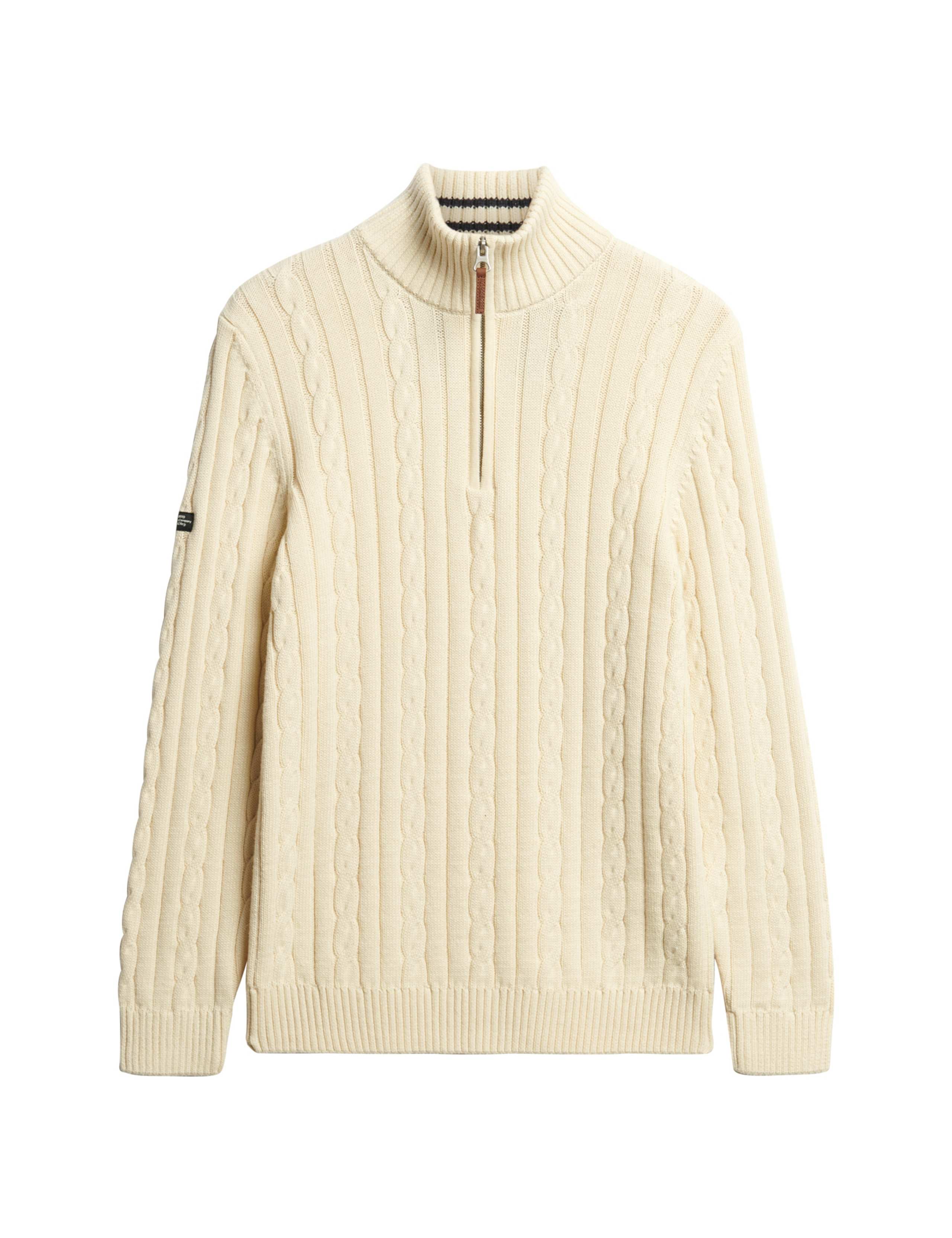 Pure Cotton Cable Knit Half Zip Jumper 2 of 5