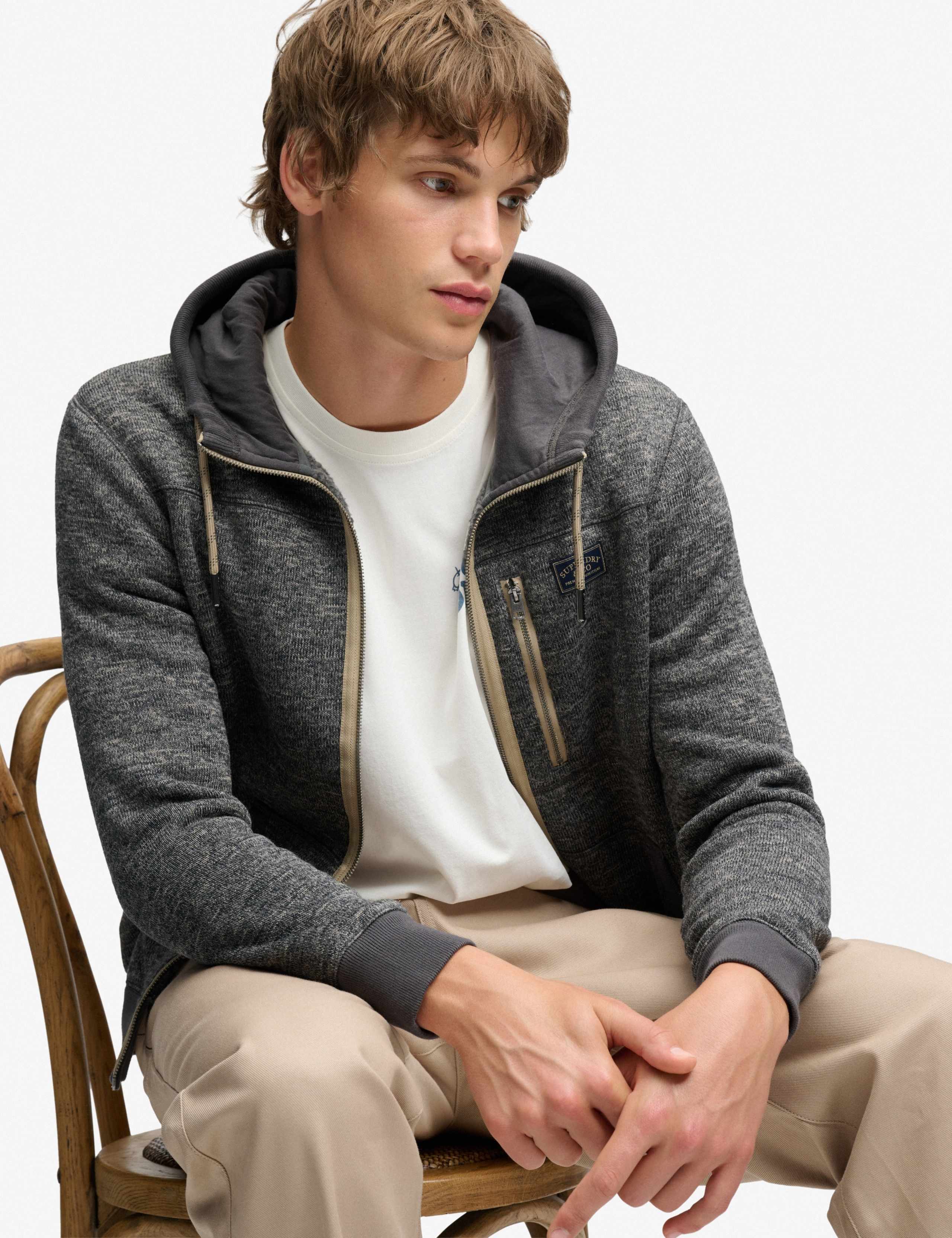 Textured Fleece Lined Zip Up Hoodie 3 of 6