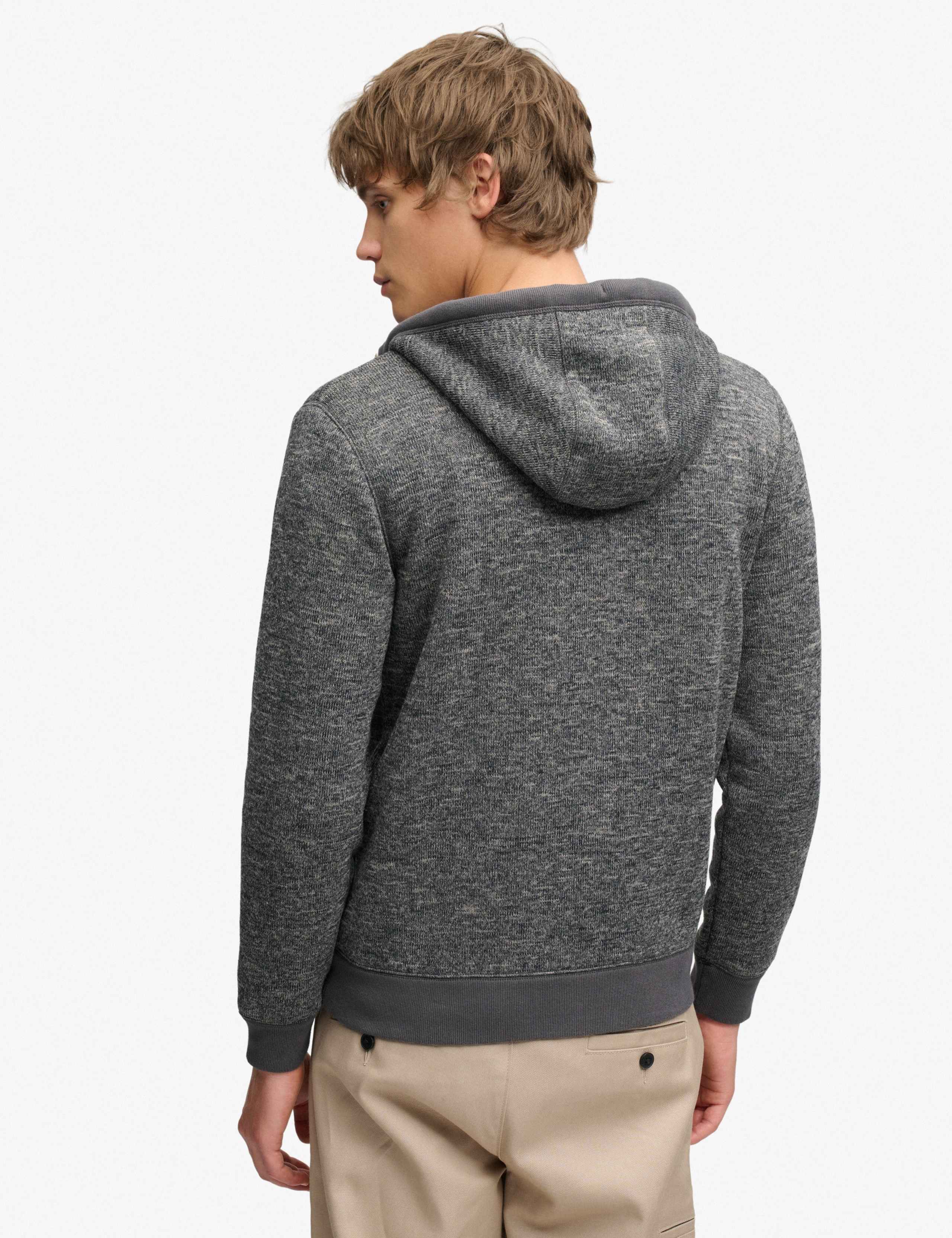 Textured Fleece Lined Zip Up Hoodie 4 of 6