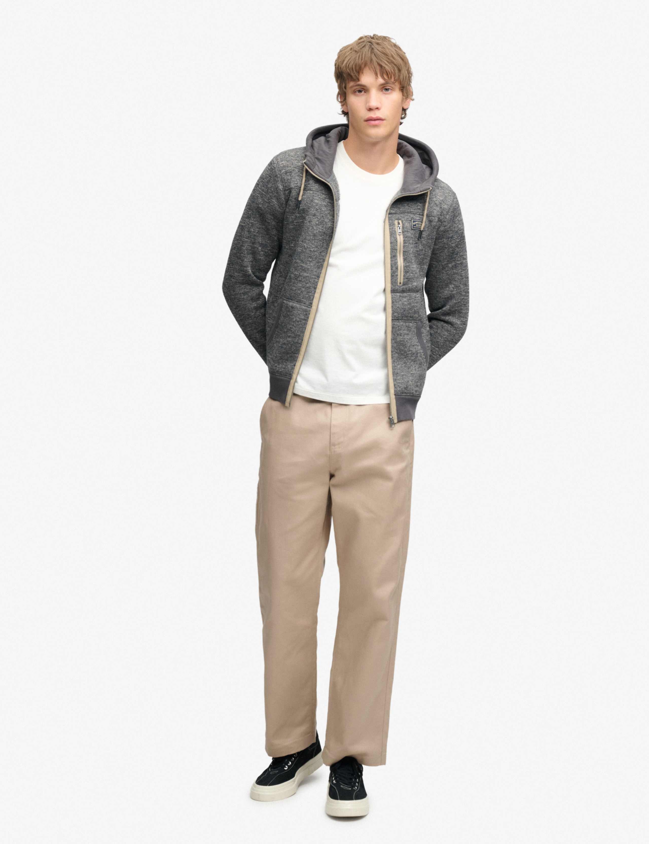 Textured Fleece Lined Zip Up Hoodie 5 of 6