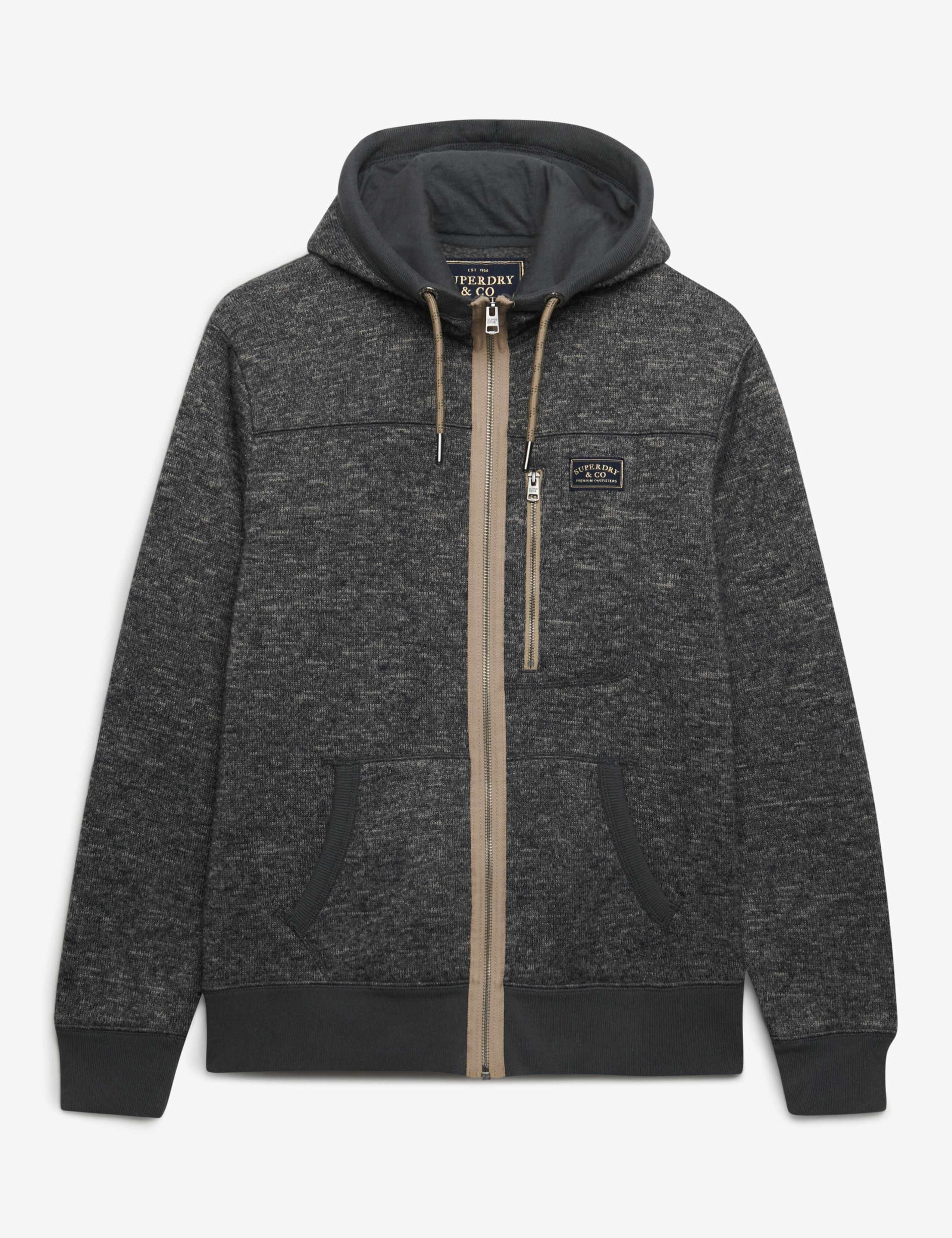 Textured Fleece Lined Zip Up Hoodie 2 of 6