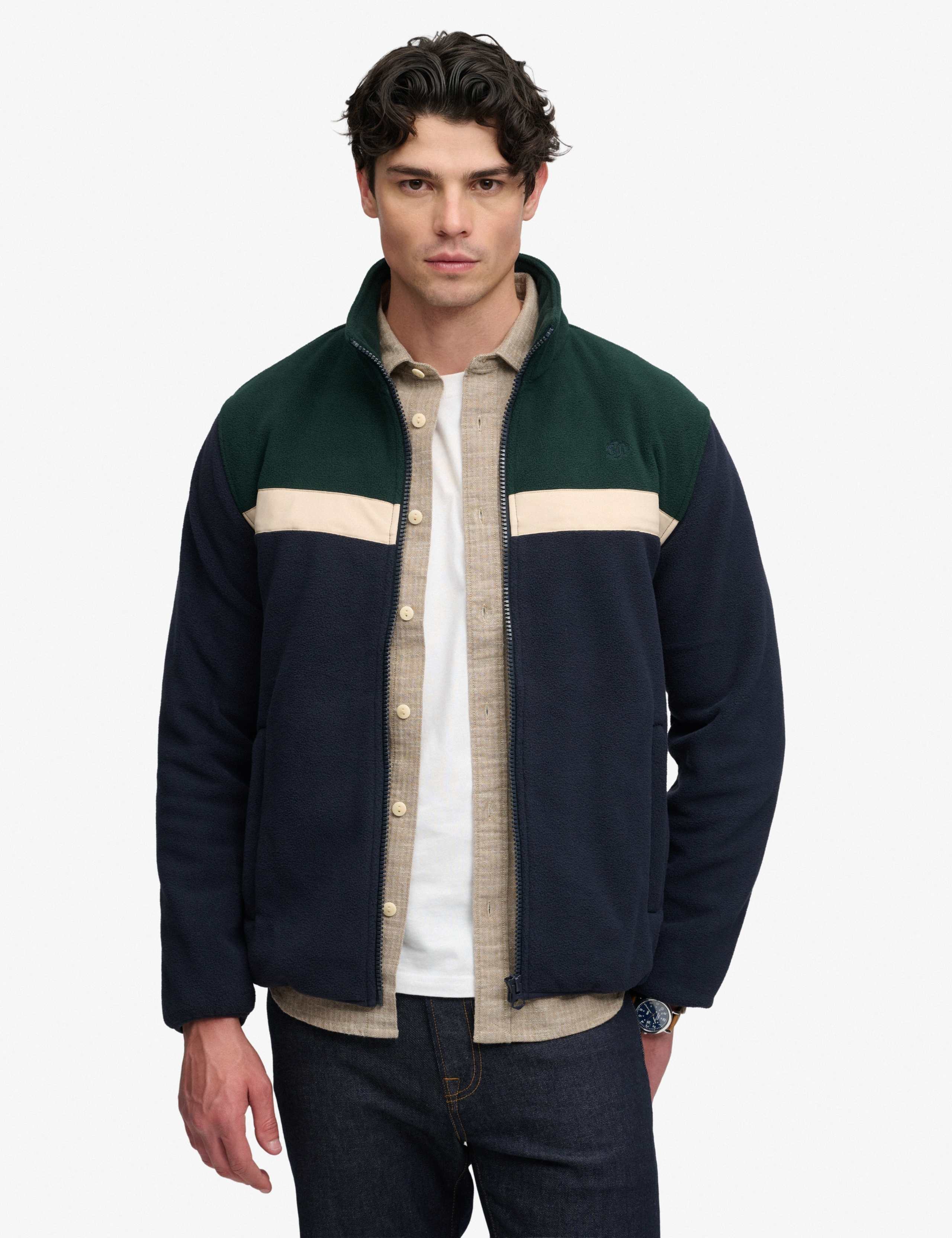 Fleece Colour Block Zip Up Jacket 1 of 6