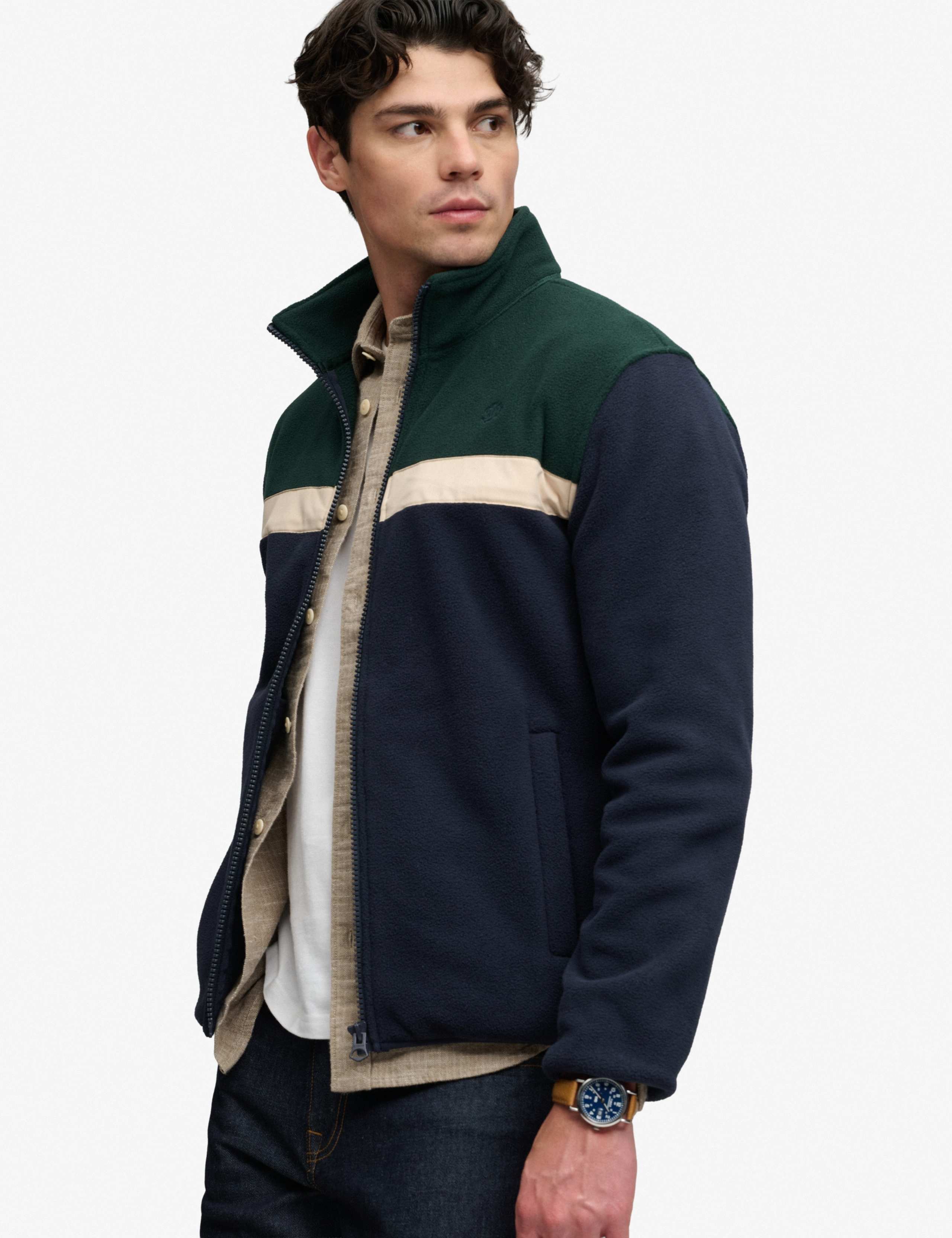 Fleece Colour Block Zip Up Jacket 5 of 6