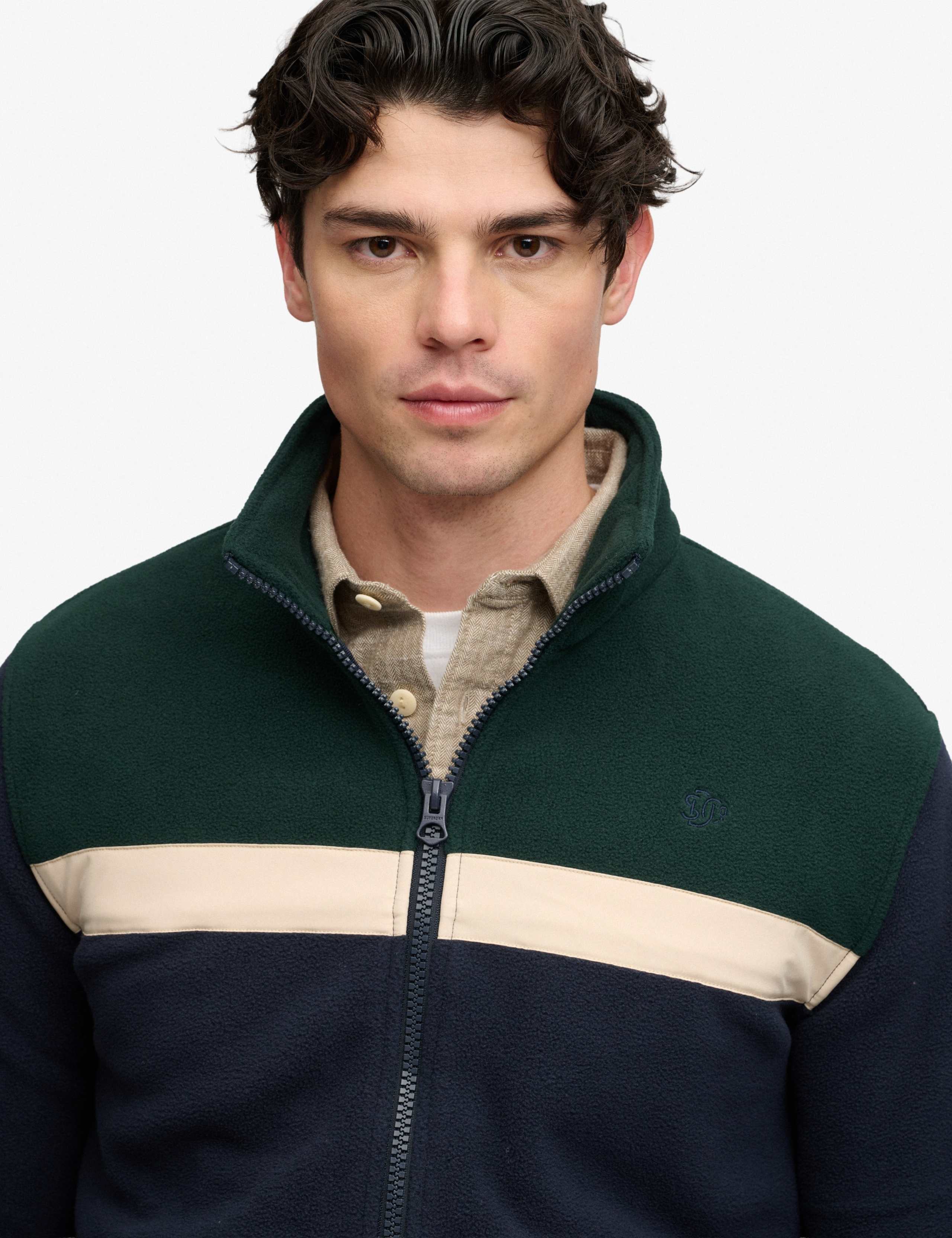 Fleece Colour Block Zip Up Jacket 6 of 6