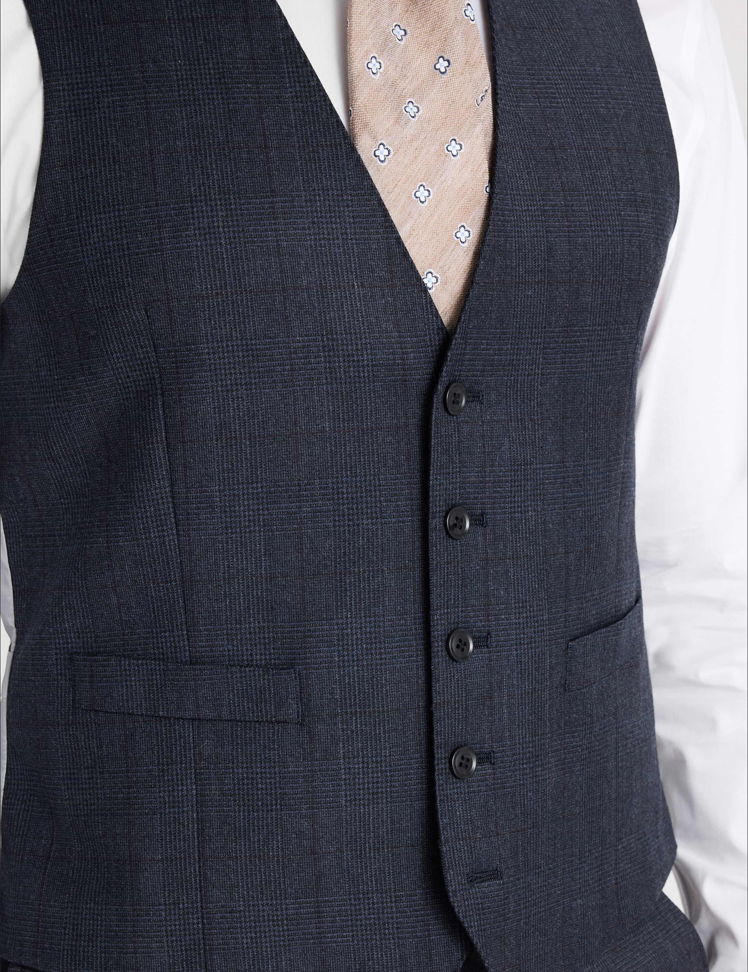 Tailored Wool Rich Performance Check Waistcoat 2 of 3