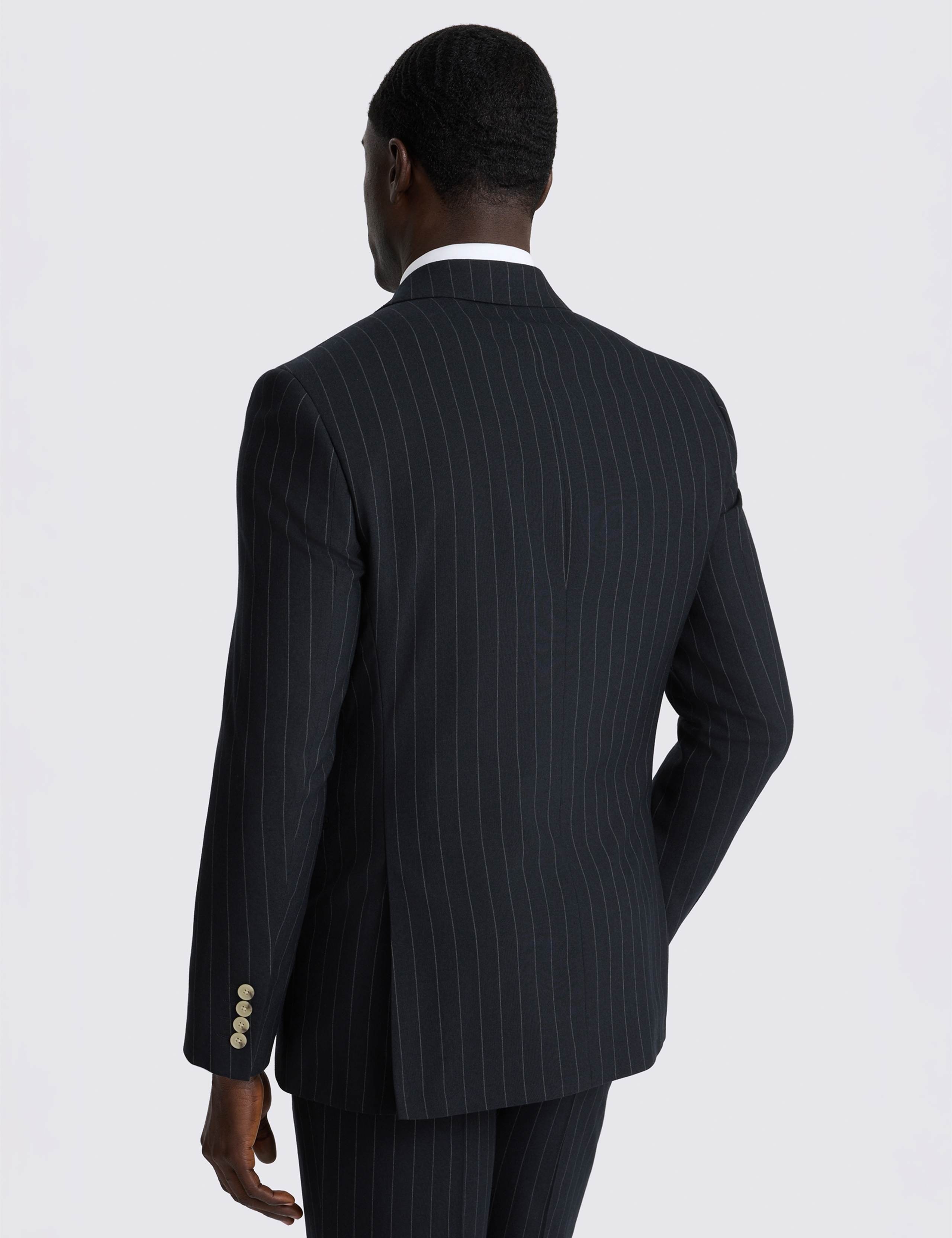 Tailored Fit Pinstripe Double Breasted Suit Jacket 3 of 4