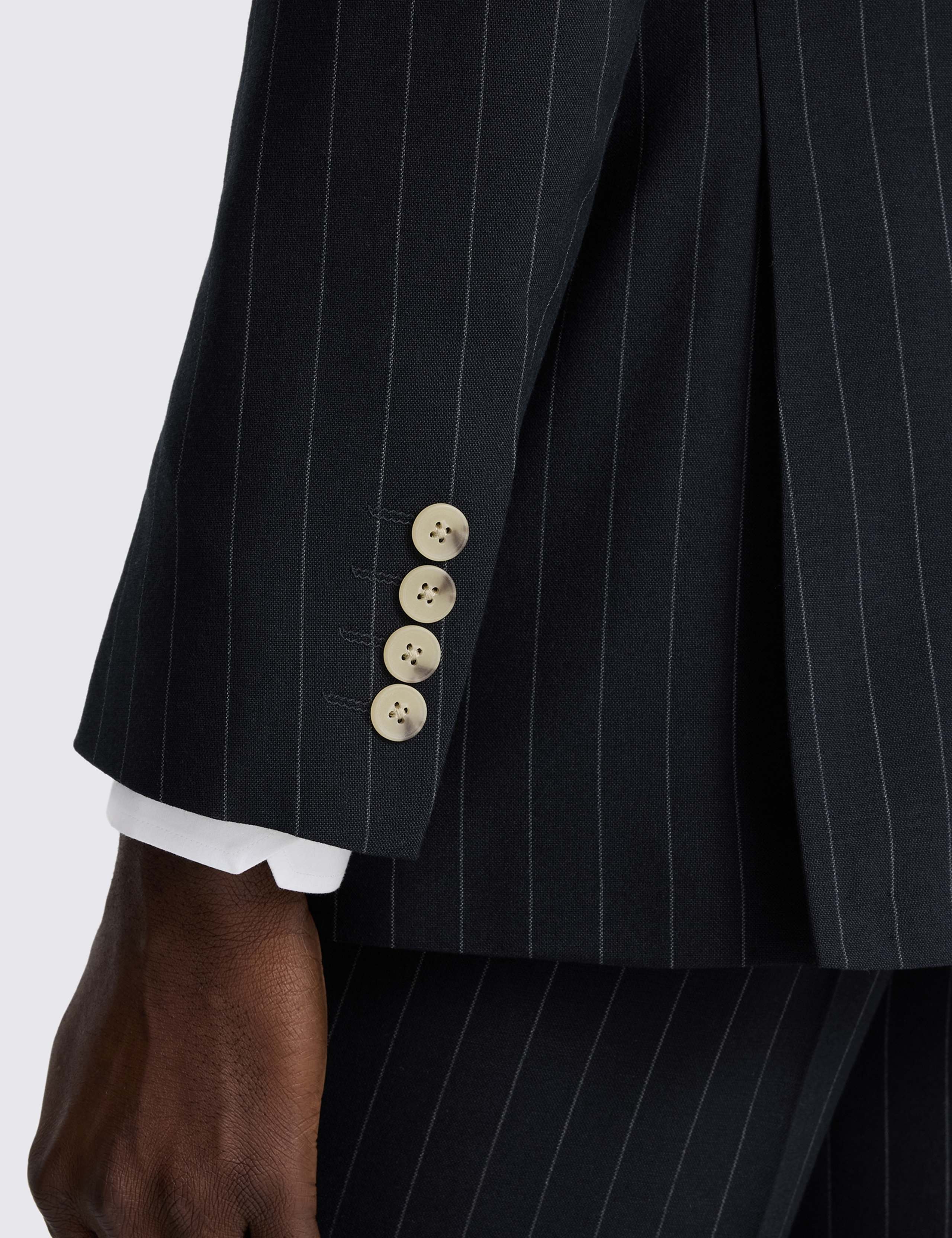 Tailored Fit Pinstripe Double Breasted Suit Jacket 4 of 4