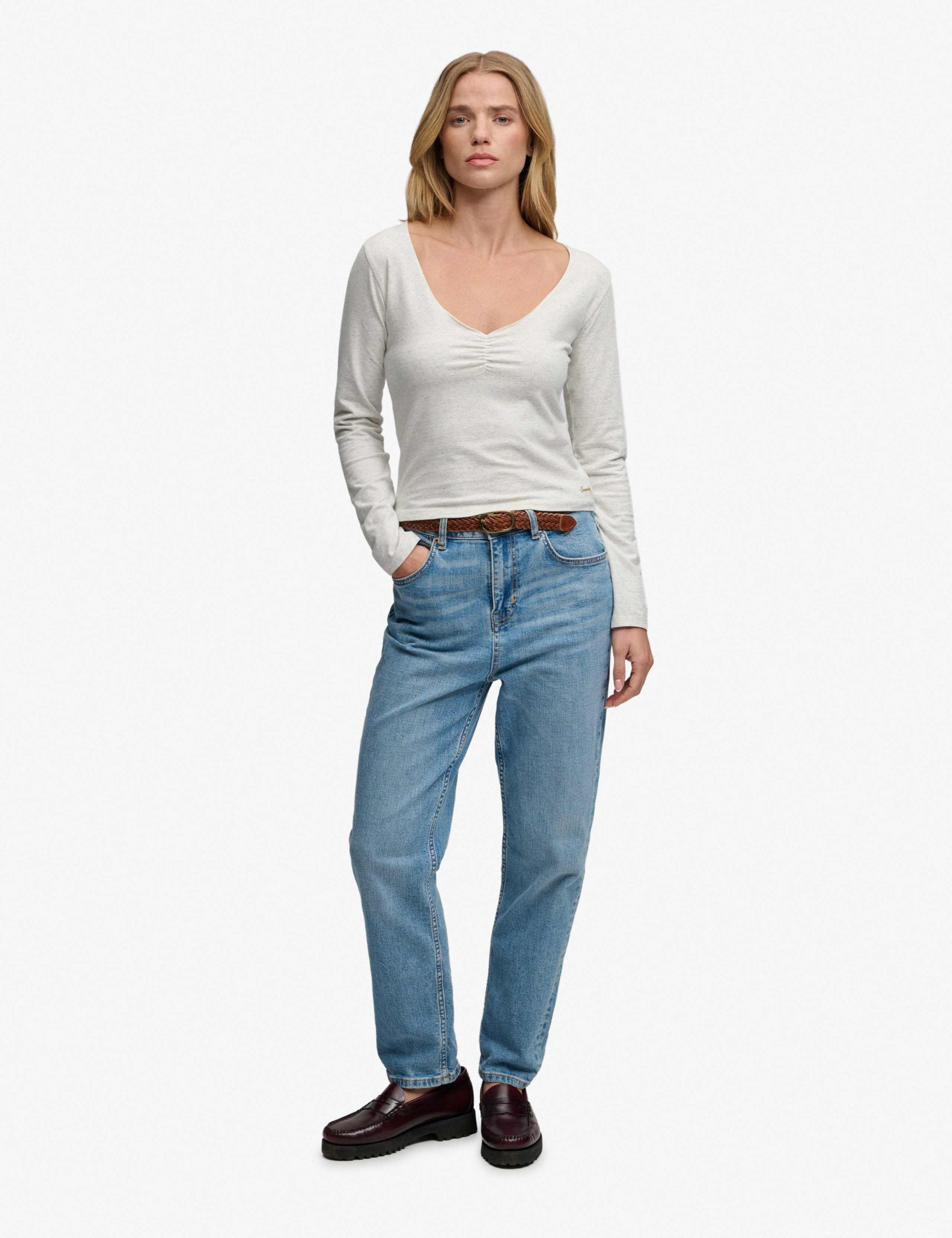 Cotton Rich Gathered V-Neck Top 3 of 7