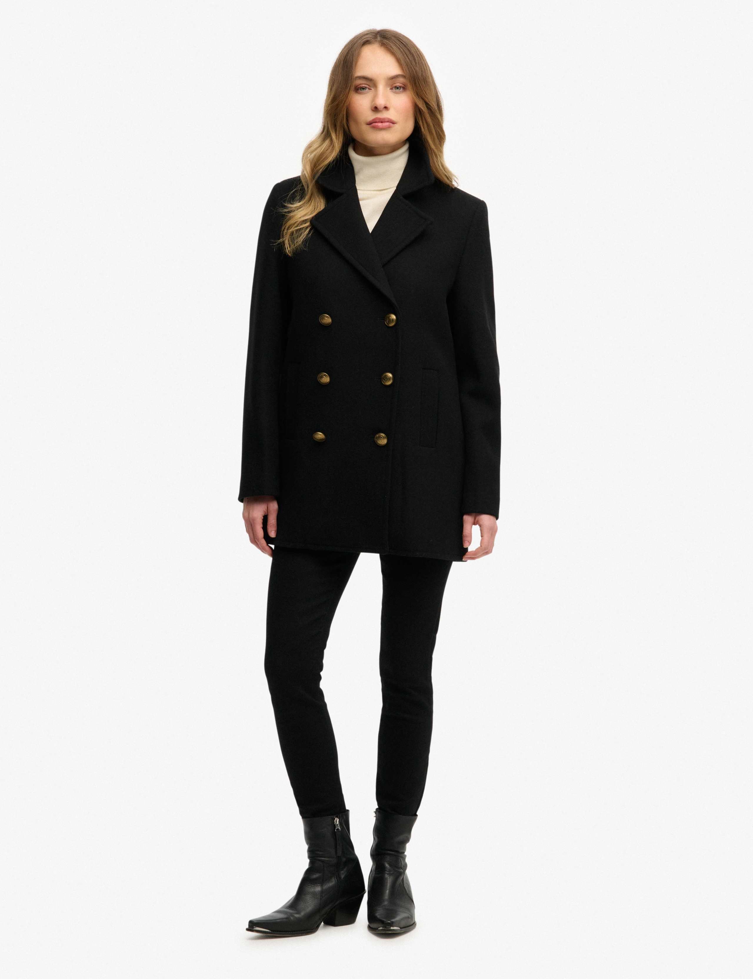 Wool Rich Double Breasted Pea Coat 3 of 7