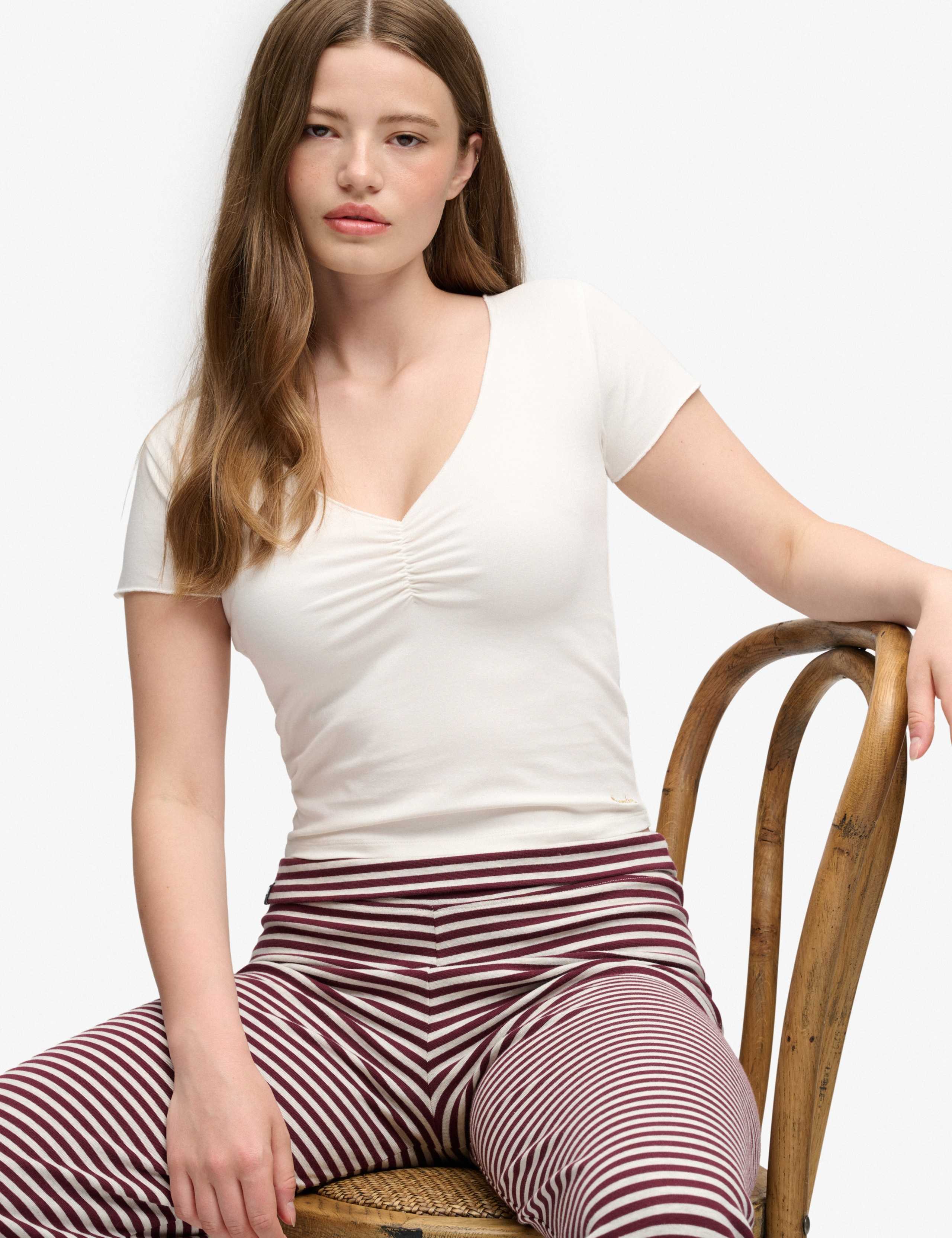 Cotton Rich V-Neck Crop T-Shirt 3 of 6