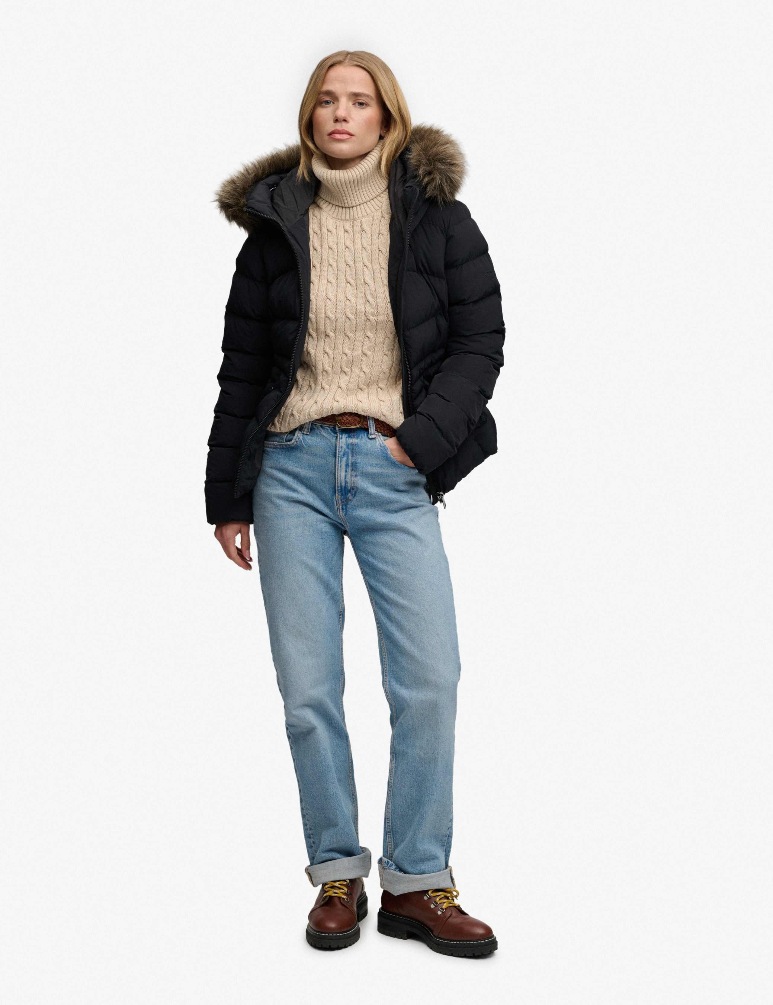 Hooded Faux Fur Trim Puffer Jacket 3 of 8