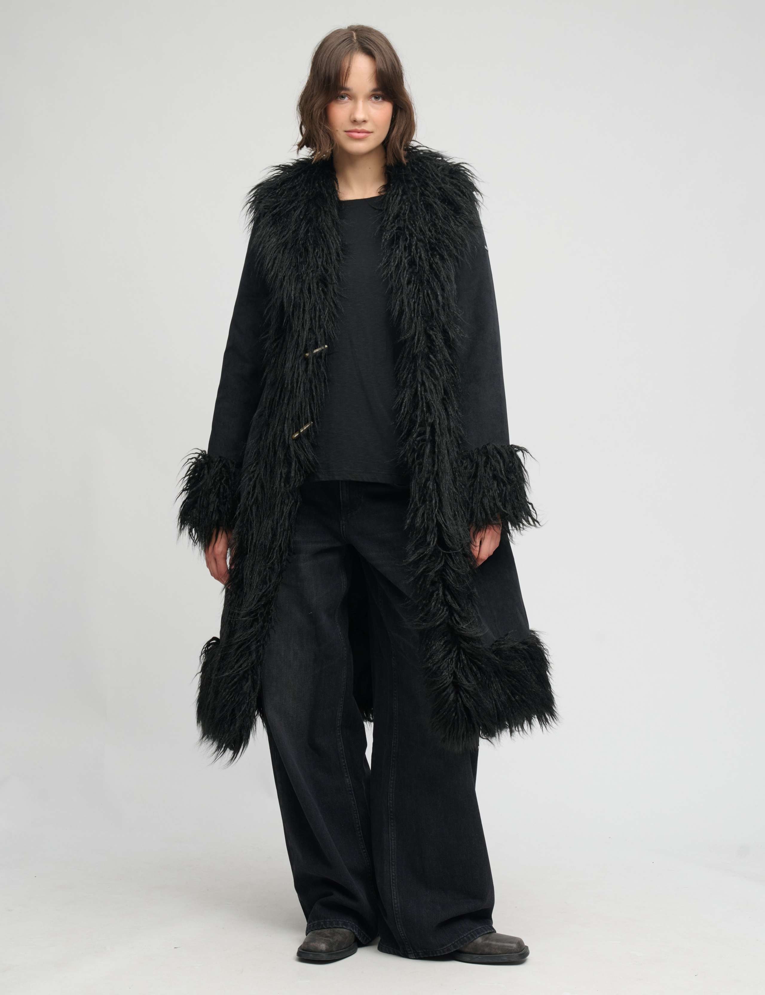 Faux Fur Trim Longline Afghan Coat 3 of 8
