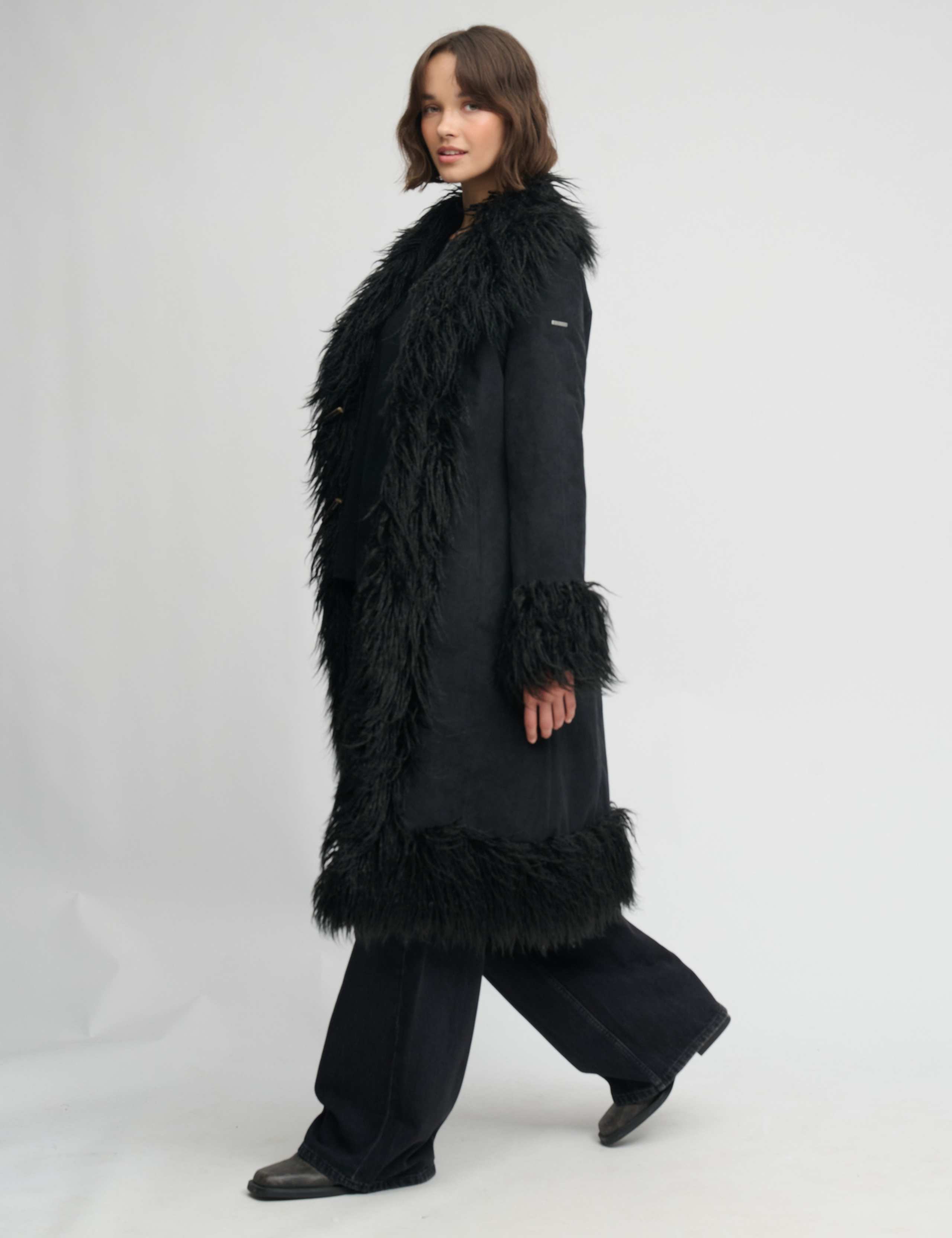 Faux Fur Trim Longline Afghan Coat 5 of 8