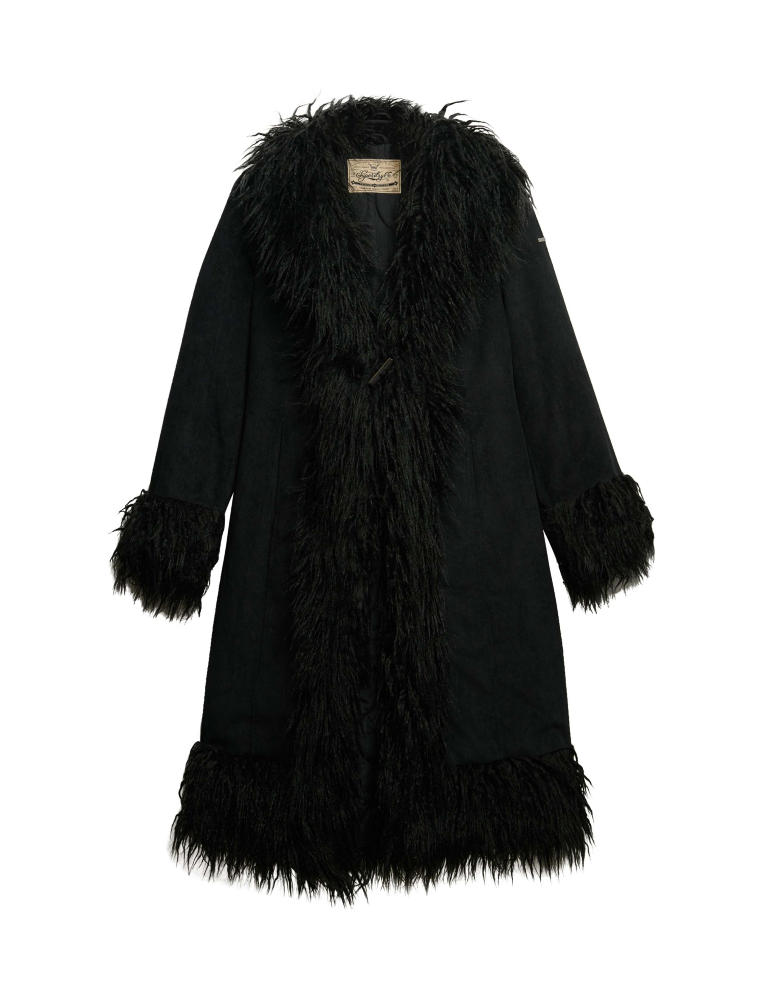 Faux Fur Trim Longline Afghan Coat 2 of 8