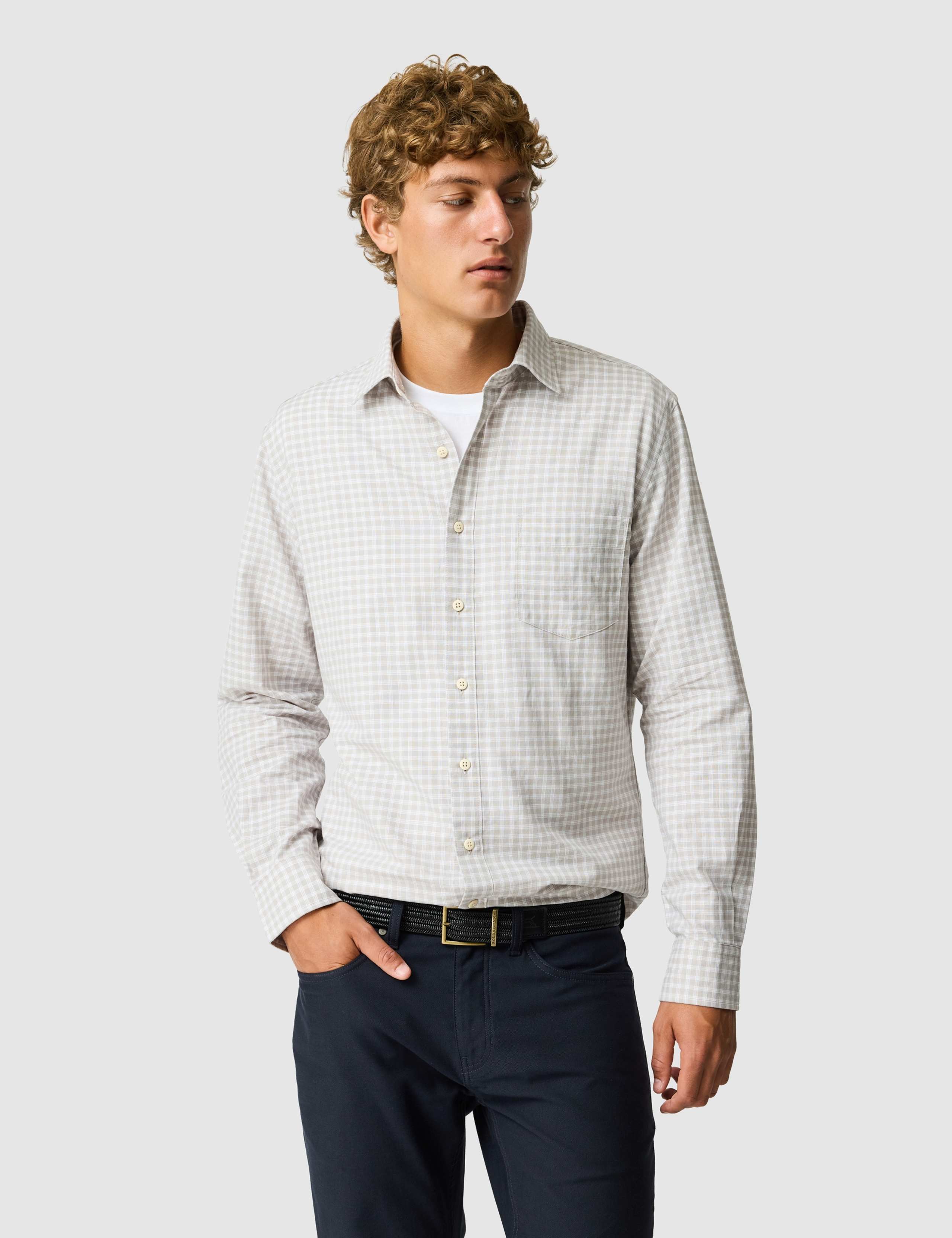 Slim Fit Cotton Linen Blend Oxford Shirt 1 of 6