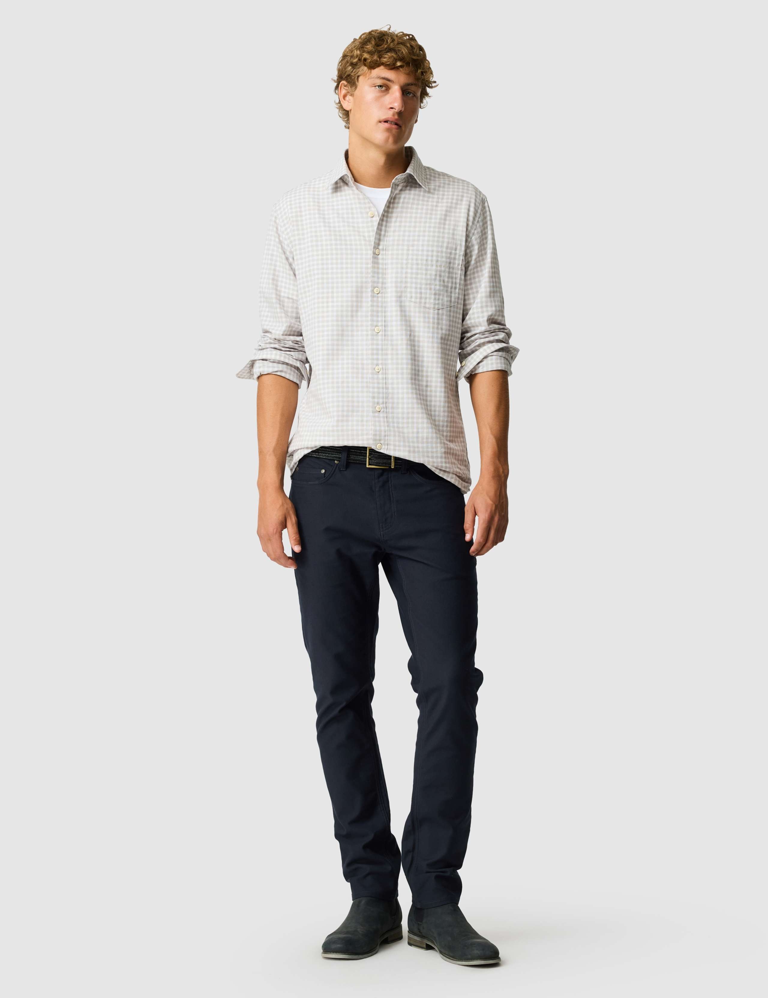 Slim Fit Cotton Linen Blend Oxford Shirt 2 of 6