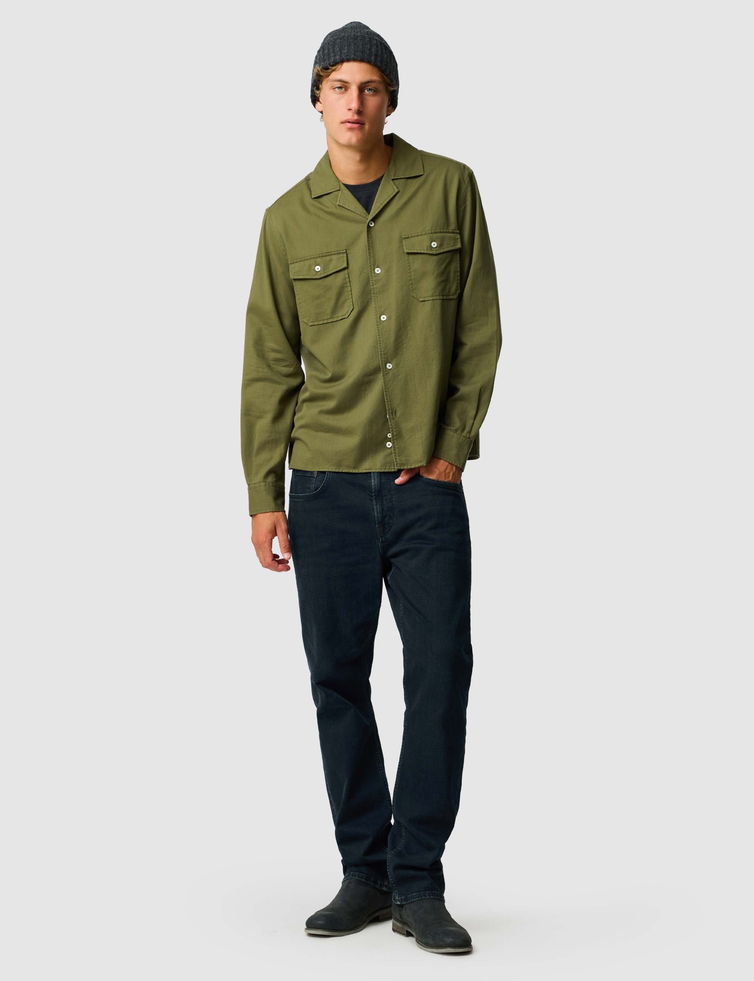 Salt Lake Cotton Blend Twill Overshirt 2 of 6