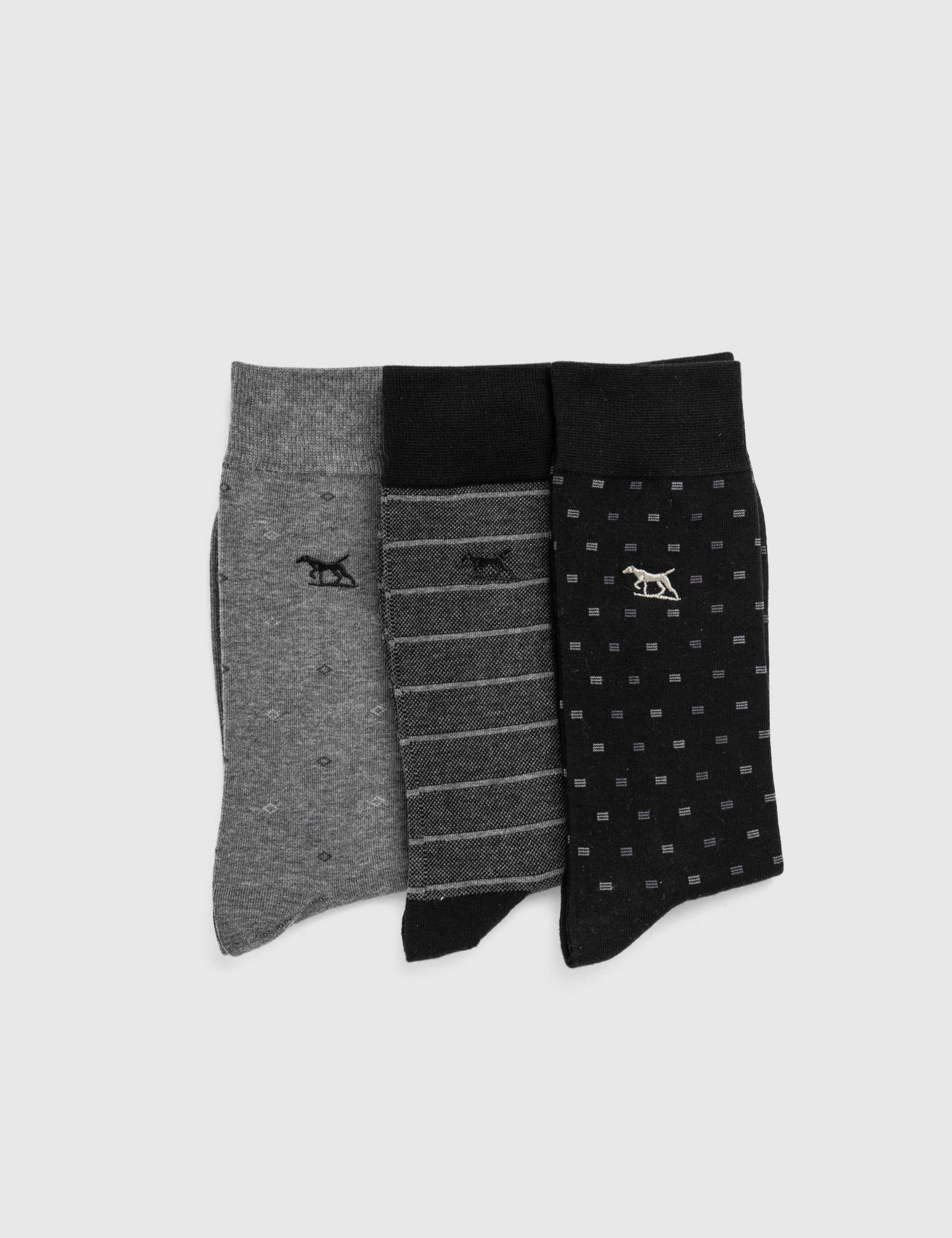 3 Pack Patterned Cotton Rich Socks 1 of 3
