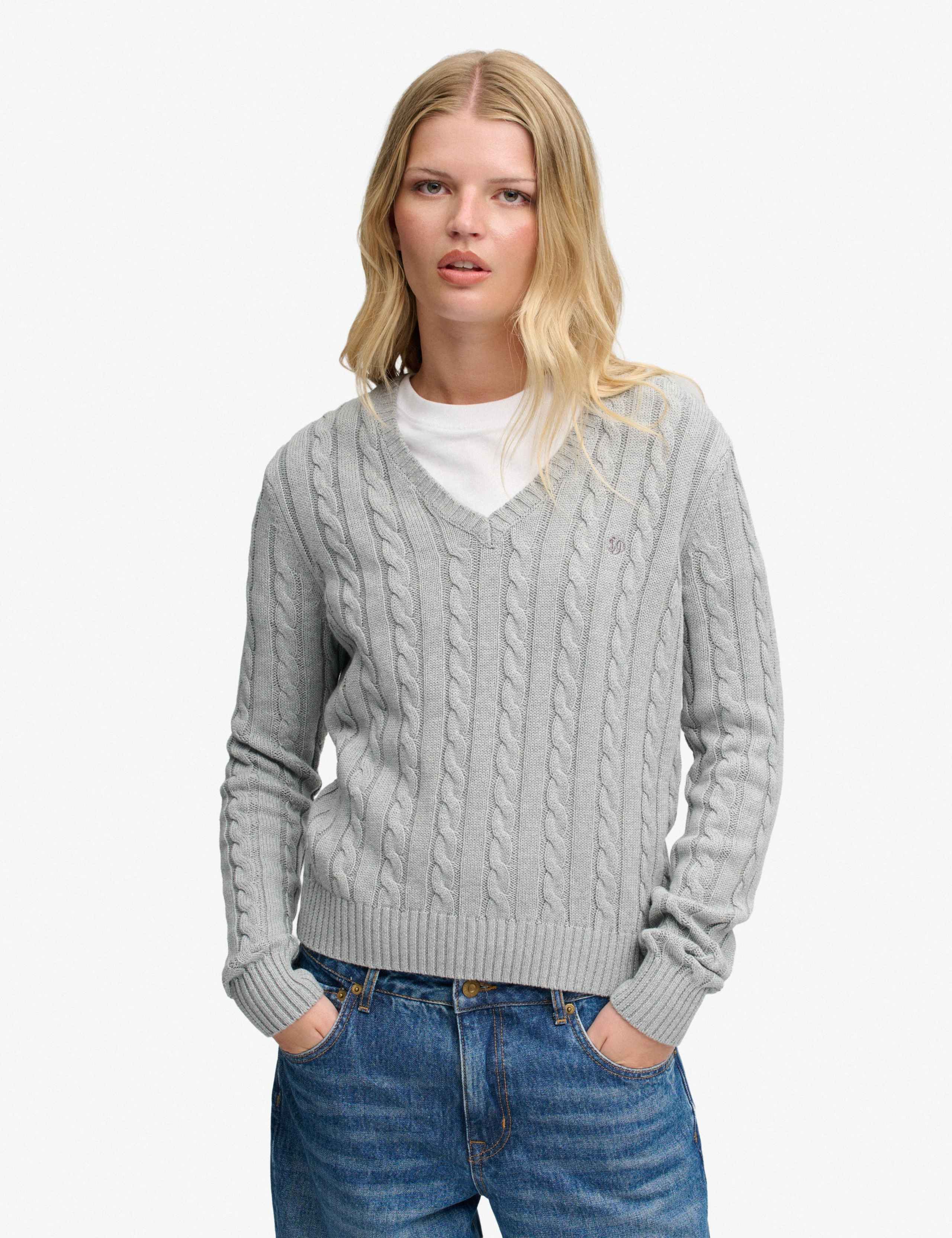 Pure Cotton Cable Knit V-Neck Jumper 1 of 5